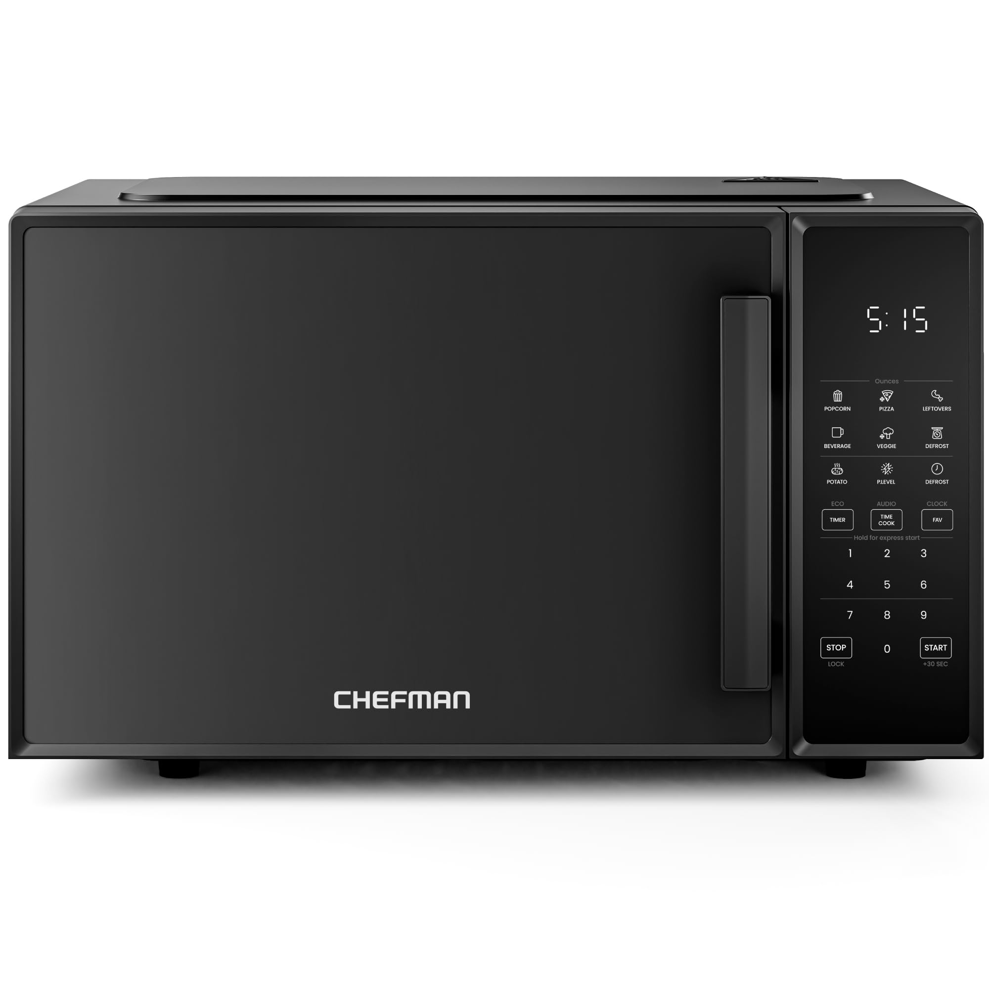 Chefman Countertop Microwave Oven 0.9 Cu. Ft., 900 Watts with 10 Power Levels, 6 Cooking Presets with One-Touch Express