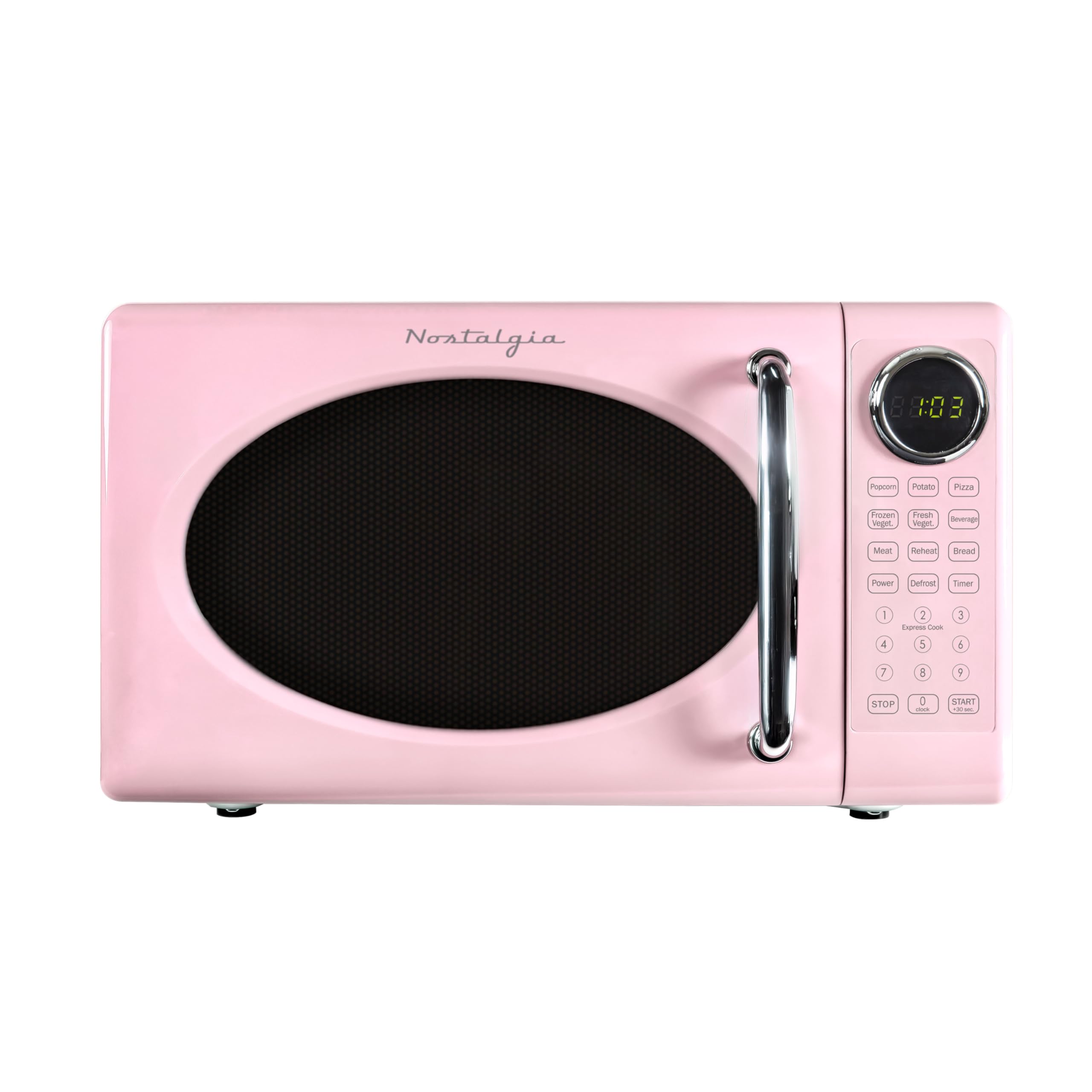 Nostalgia Retro Microwave Oven - 0.7 Cu Ft, 700-Watt Countertop Size with Glass Turntable, Child Safety Lock, 8 Auto-Coo