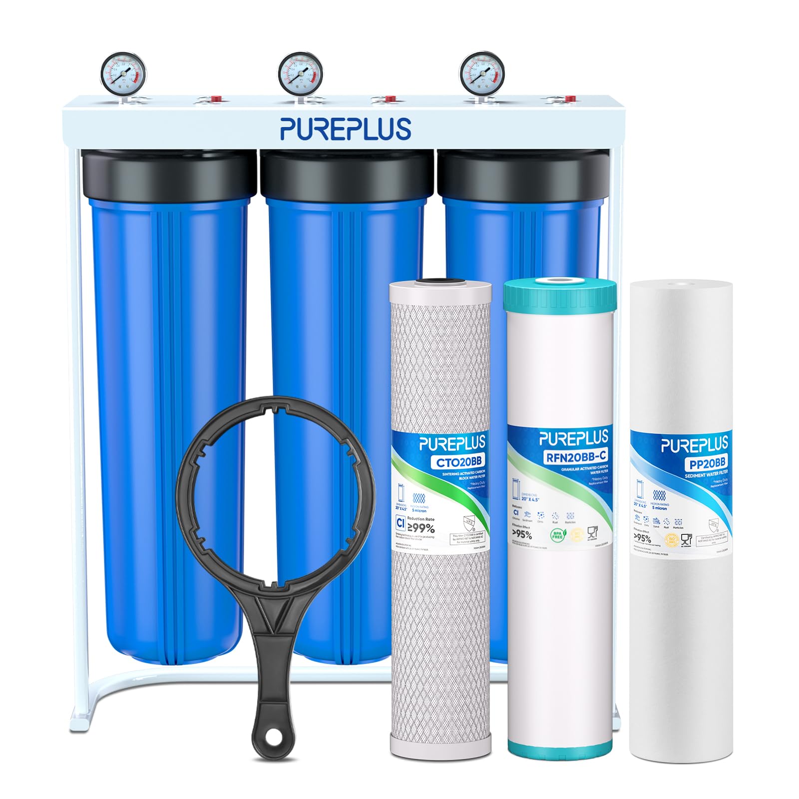 PUREPLUS Whole House Water Filter, 3 Stage 20