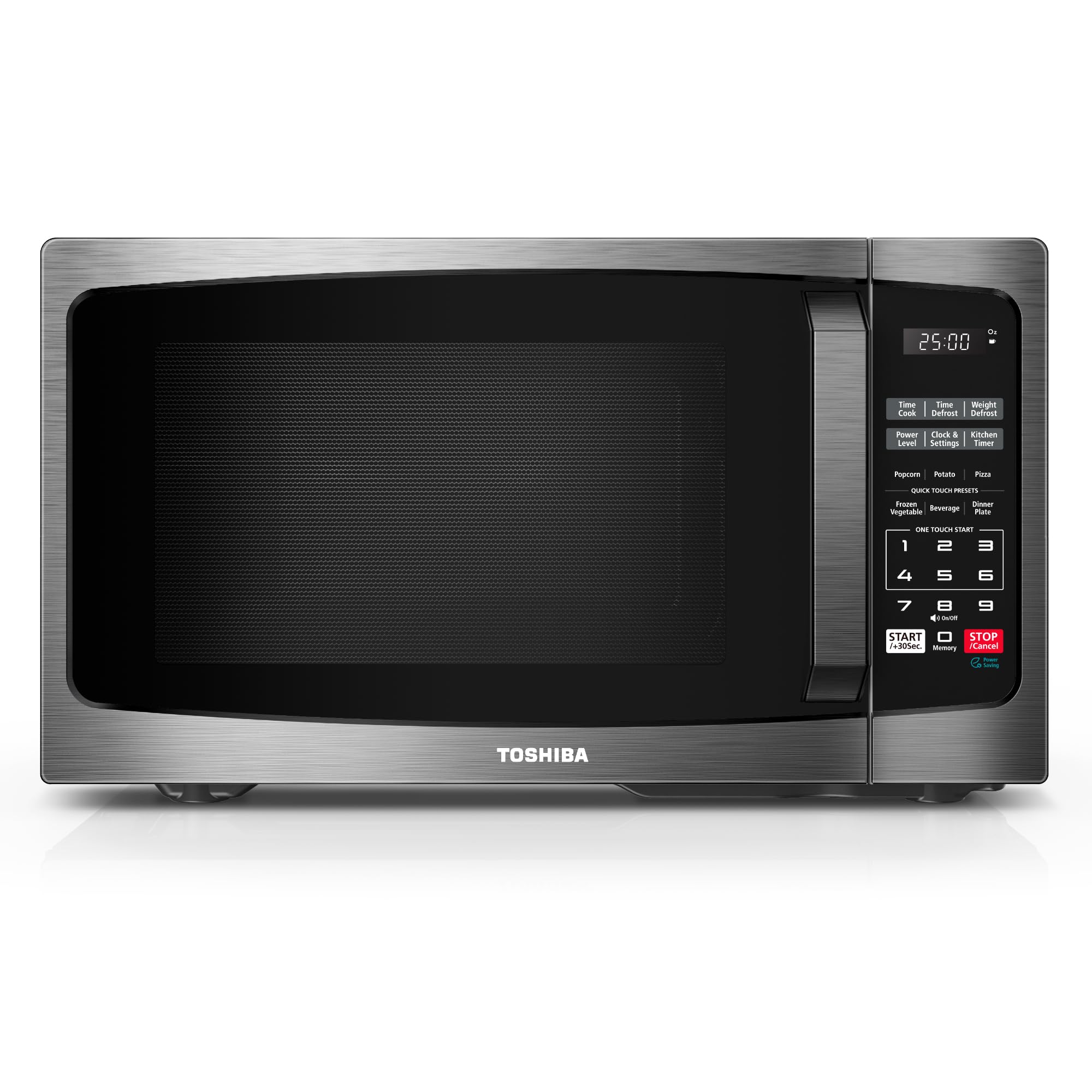 TOSHIBA ML-EM09PA(BS) Small Microwave Oven with 6 Auto Menus, Mute Function, LED Lighting Countertop Microwave Perfect f