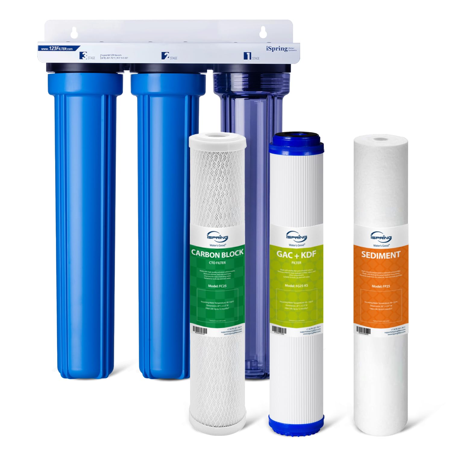 iSpring Heavy Metals Whole House Water Filter System, Reduces Lead, Chlorine, Sediments, Chloramine, PFAS, 3-Stage Filtr