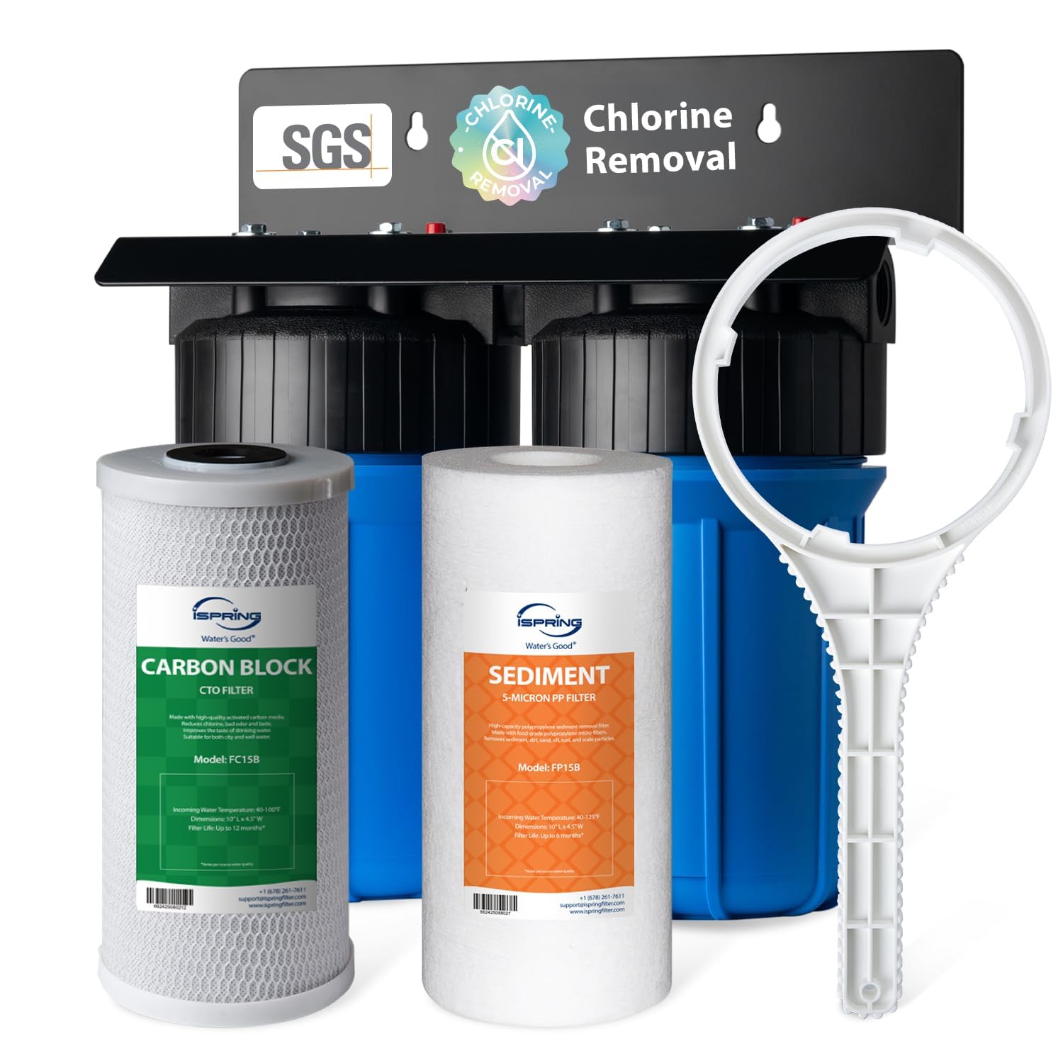 iSpring WGB21B 2-Stage Whole House Water Filtration System, with 10