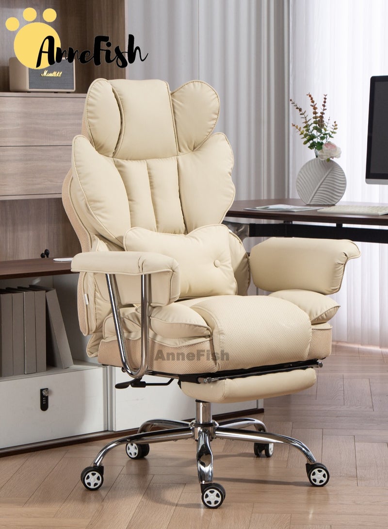 AnneFish Ergonomic Office Chair with Footrest Large Executive Cloud Swivel Desk Chair High Back Height Adjustable Reclin