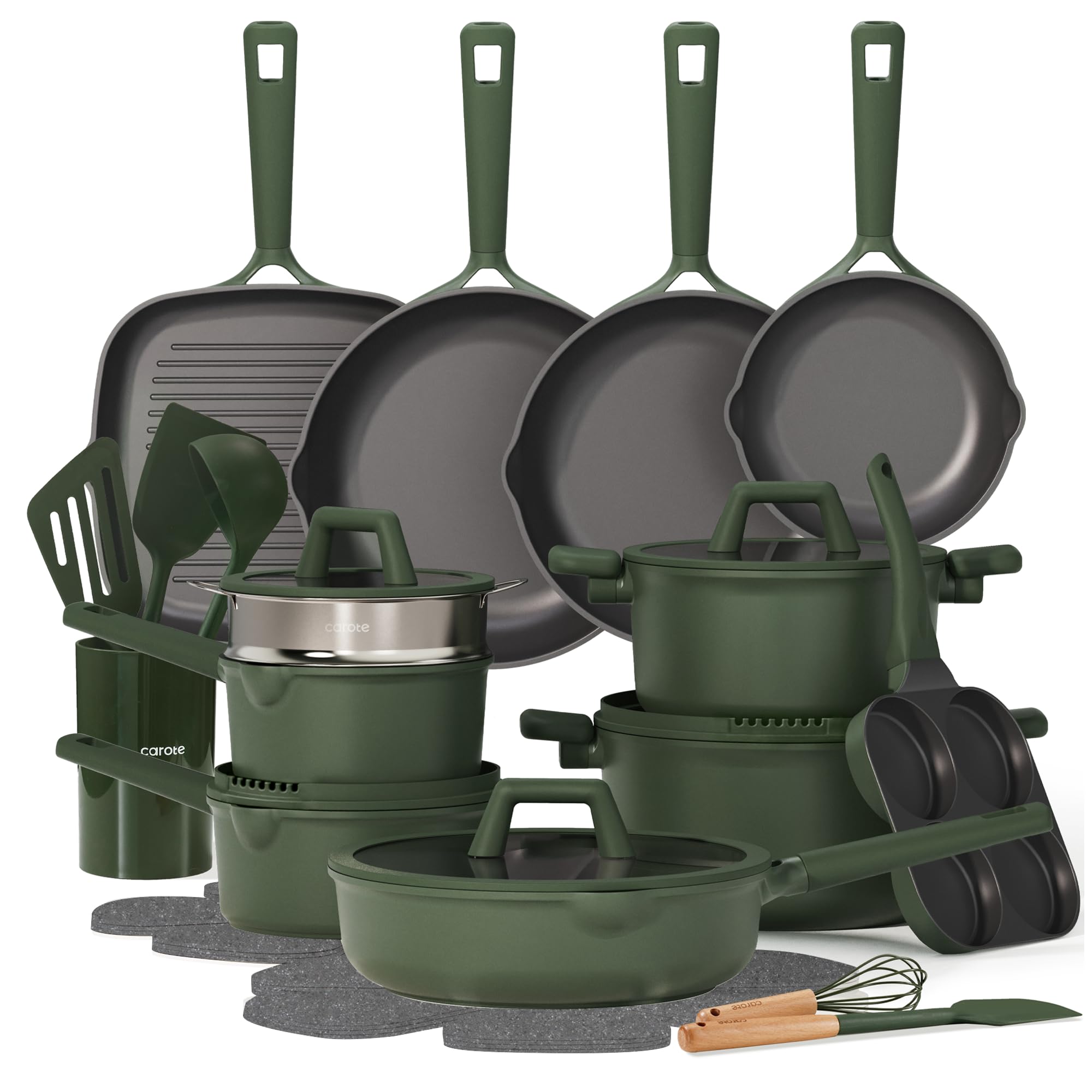 CAROTE 31PCS Pots and Pans Set, Nonstick Cookware Set Kitchen Non Stick Induction Titanium Cookware Non-toxic Granite Co
