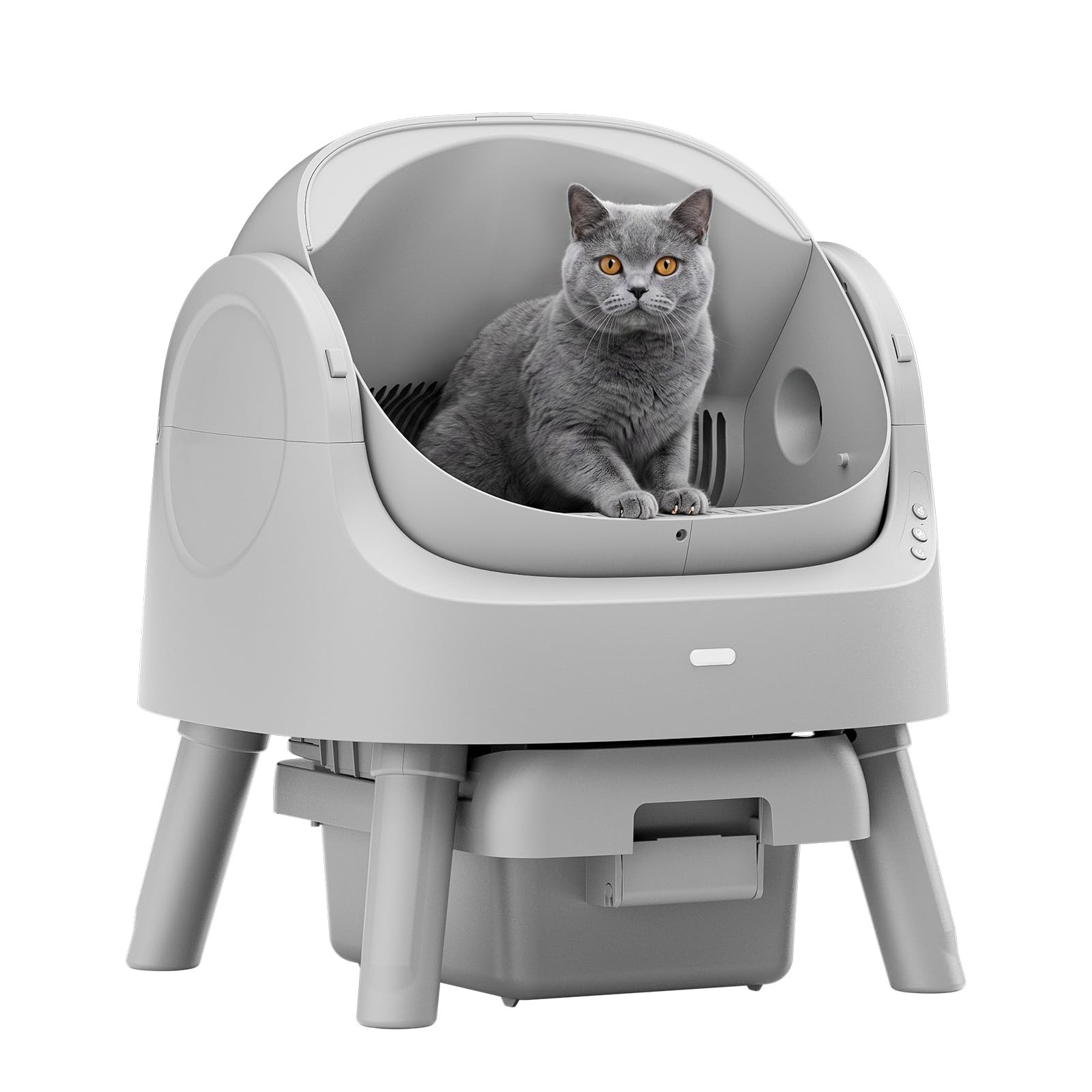 Mimfam Automatic Self Cleaning Litter Box, with 4 Pairs Infrared Senor, Open-Top Design for Multi-Ca