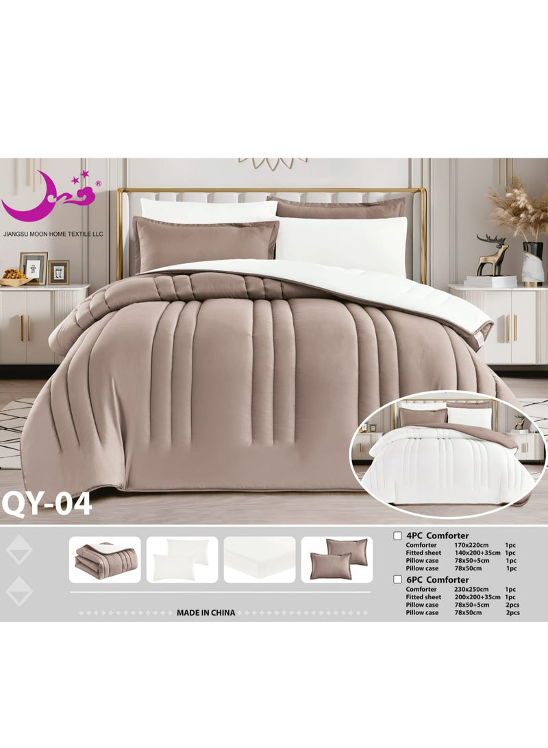 Moon Summer double bed set, 6 pieces, reversible, fits a 200x200 bed. Includes a quilt (230x250), a fitted sheet (200x20