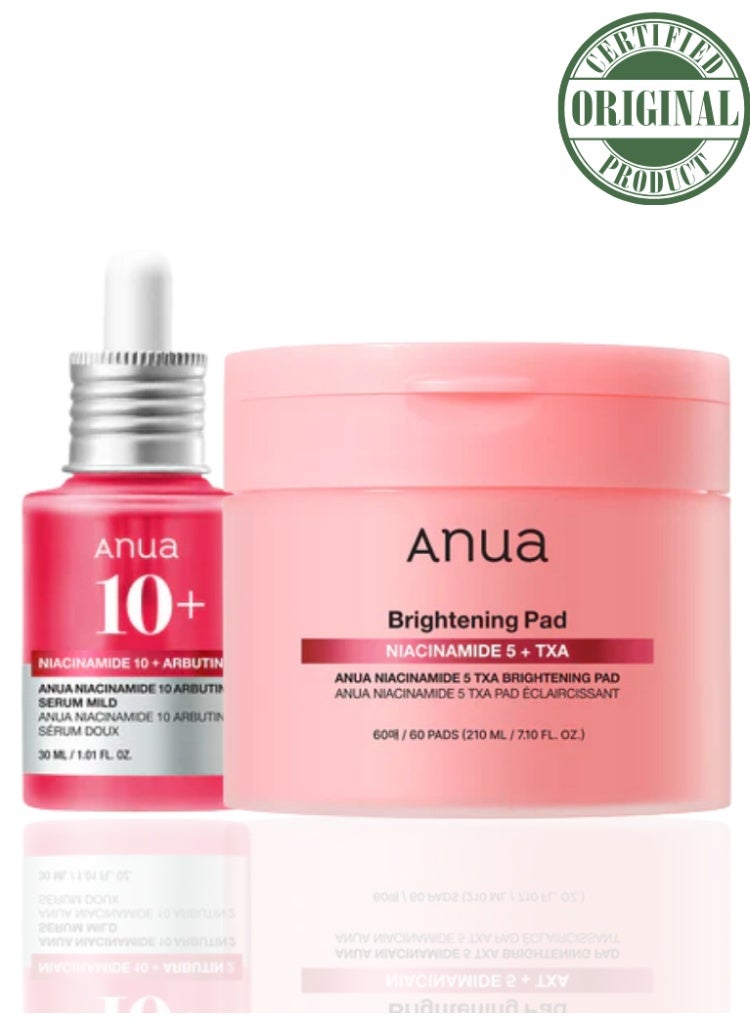 Anua Niacinamide TXA Brightening Bundle – Niacinamide 5 TXA Brightening Pad & Niacinamide 10 TXA 4 Serum for Brightening