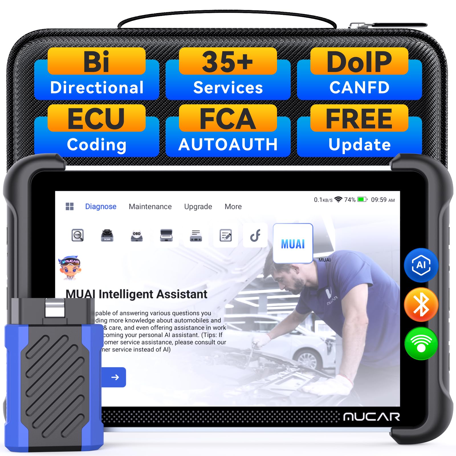 MUCAR 892BT AI-Assisted Bidirectional Scan Tool, Full System OBD2 Scanner, Bi-Directional OBD2 Scanner Diagnostic Tool,E