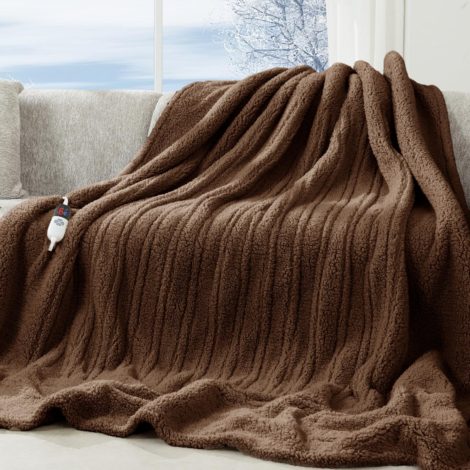 Heated Blanket Full Size Brown - 72
