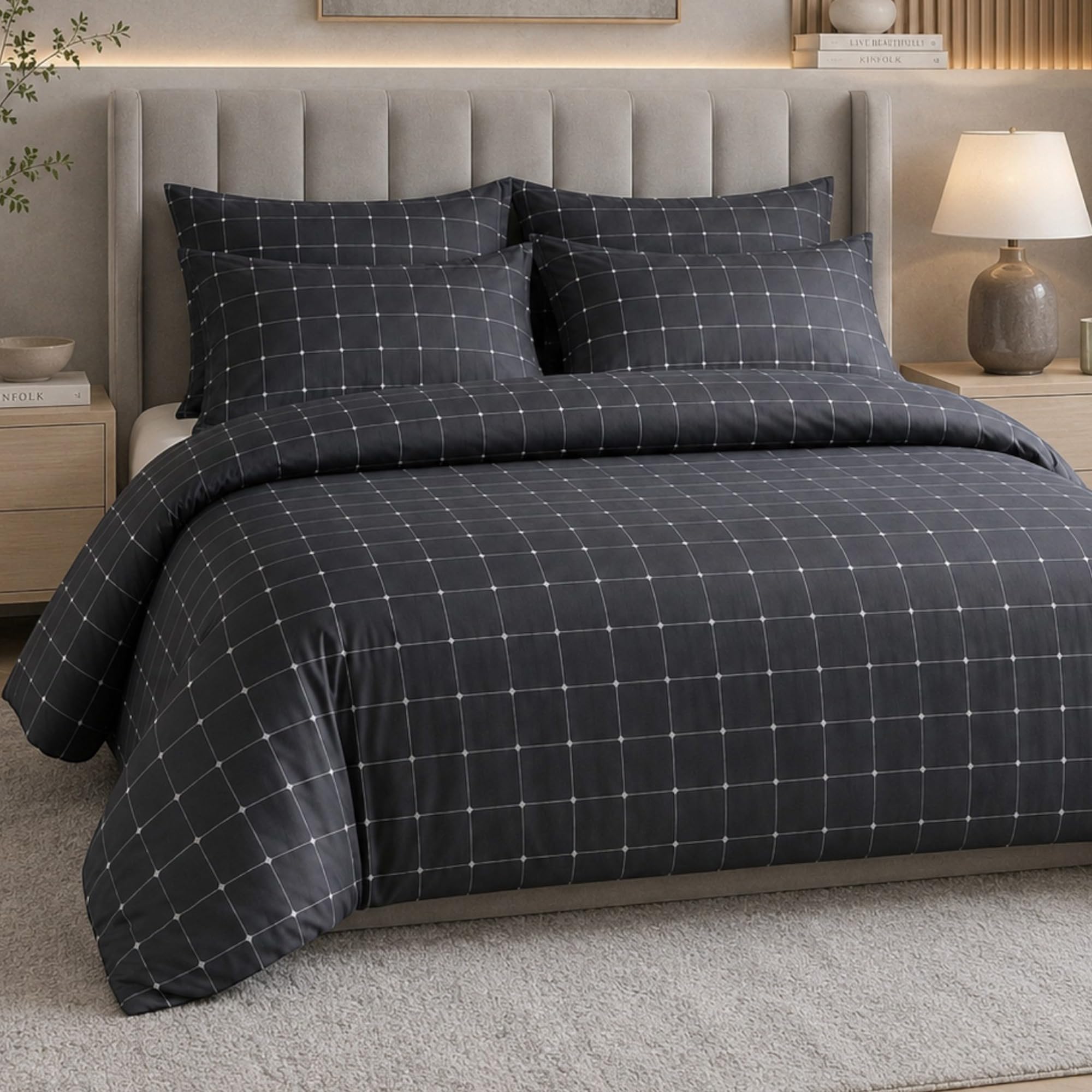 Lazzaro Double Duvet Set Premium Brushed Microfiber Duvet Cover Double Ultrasoft Hypoallergenic Duvet Double Cover Set N