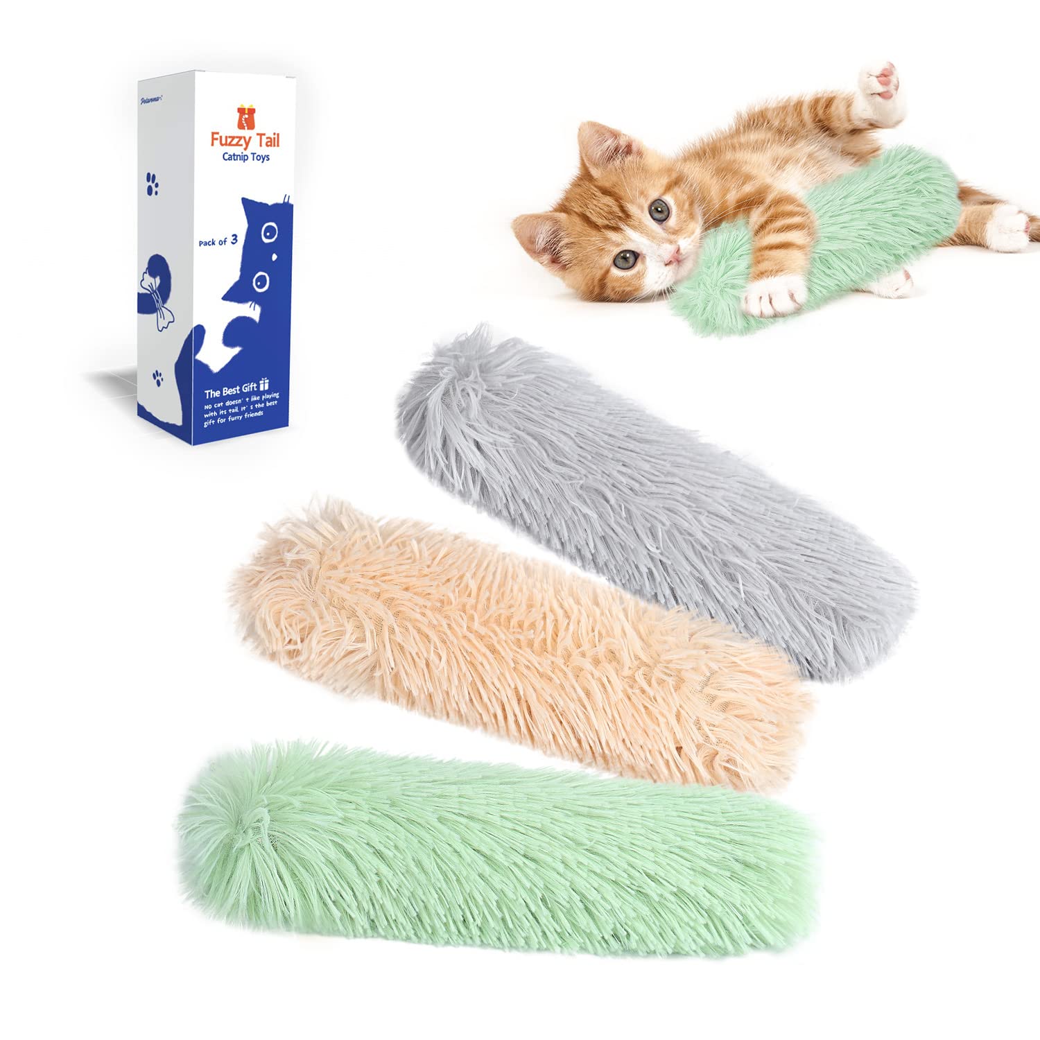 Potaroma Cat Toys Pillows, 3 Pack, Soft and Durable Crinkle Sound with Catnip Inside, Interactive Indoor Kitten Kicker, 
