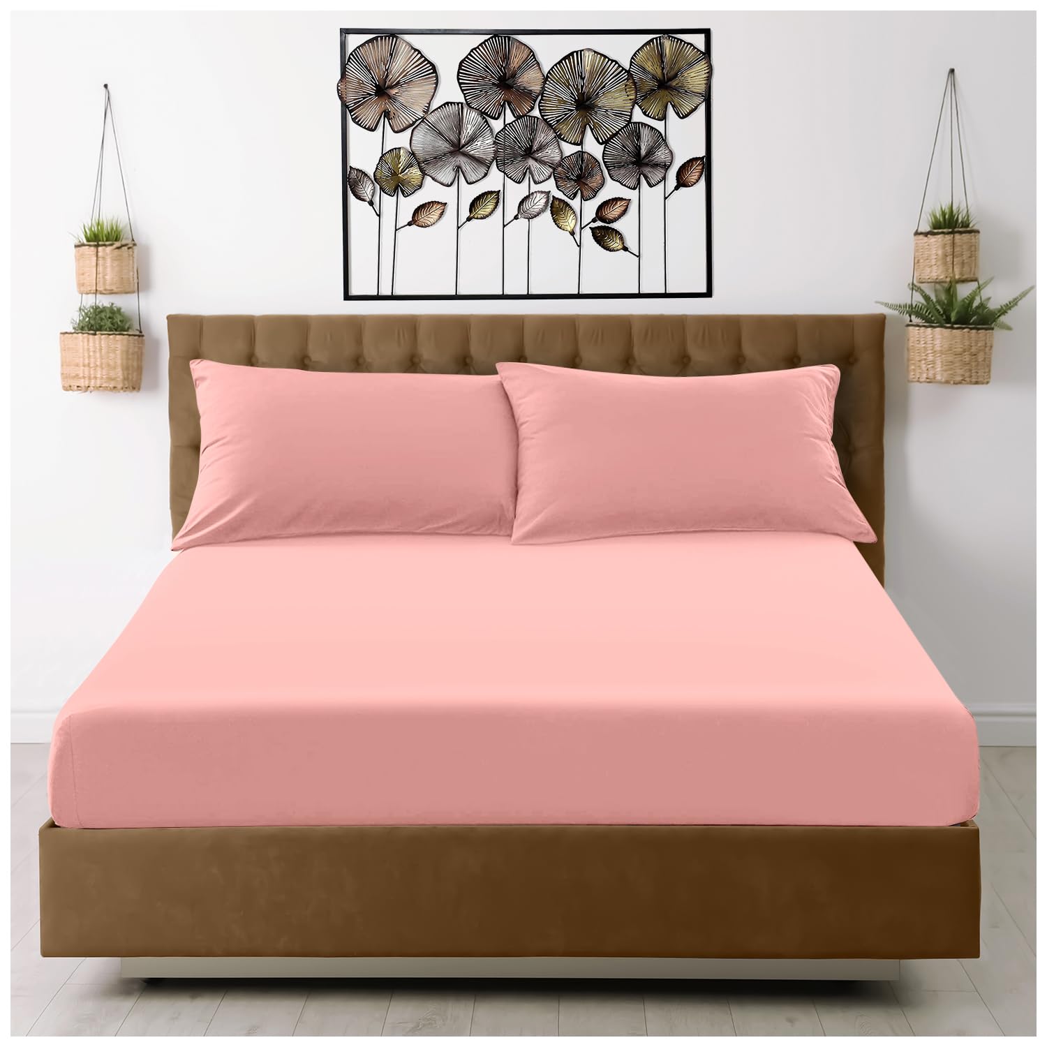 GC GAVENO CAVAILIA Microfiber Fitted Sheet Double - Plain Bed Sheets - Deep Pocket 10 inch (25cm) - Shrinkage, Wrinkle R