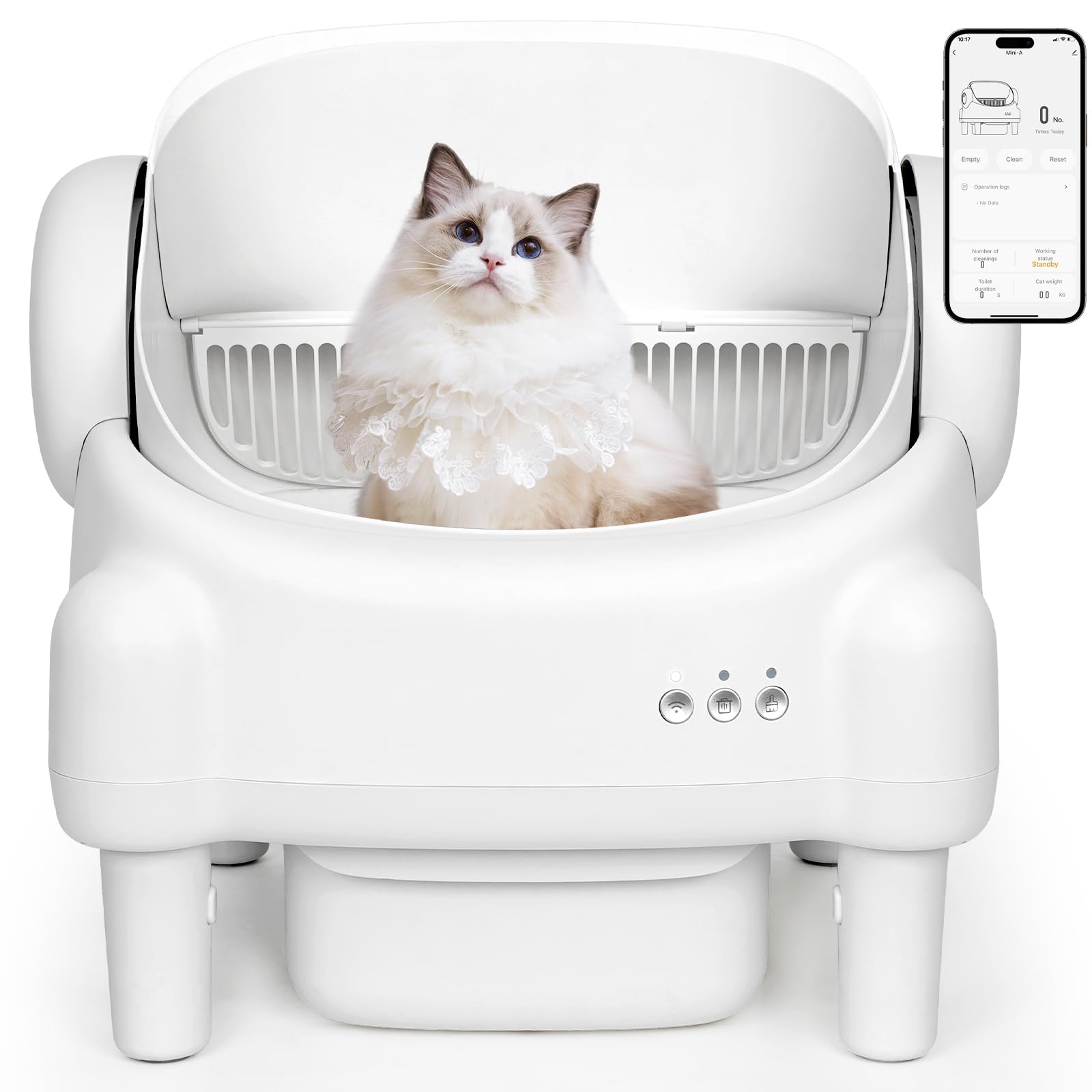 Automatic Cat Litter Box,Self Cleaning Litter Box for Multiple Cats with Open Top Design, App Contro