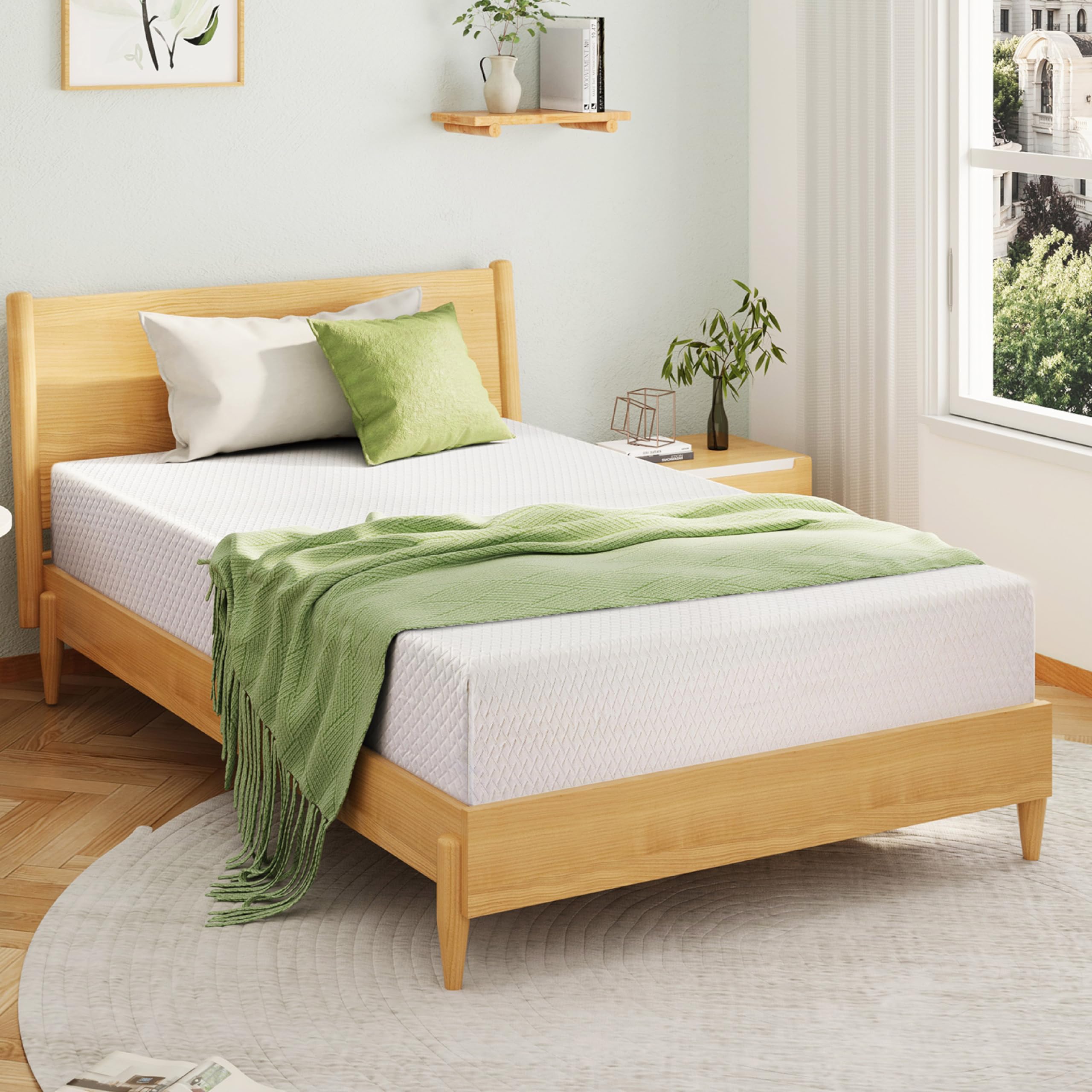 EGOHOME Full Size Memory Foam Mattress, 8 Inch Bed Mattress in A Box with Cooling Green Tea Gel, Pre