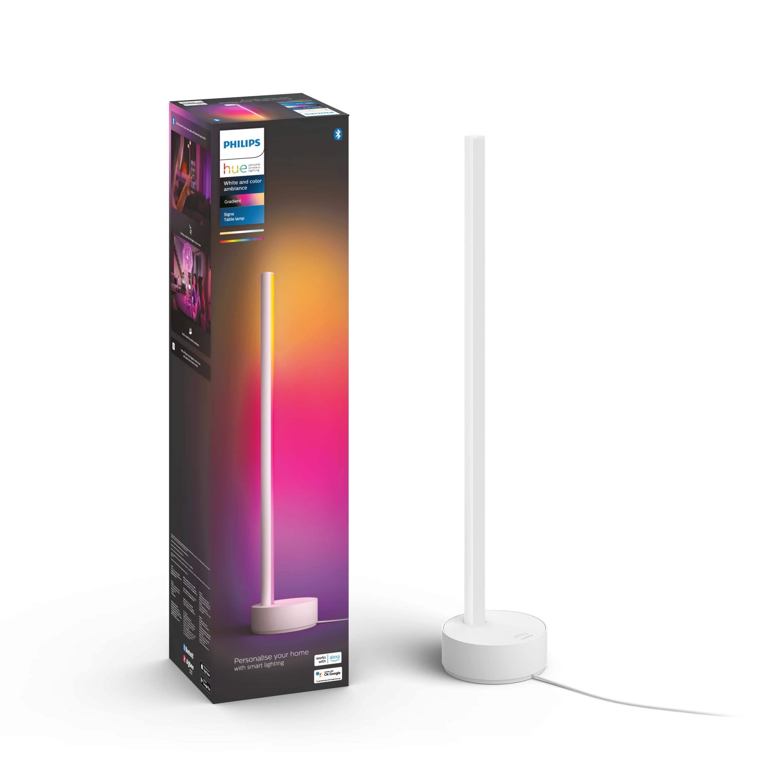 Philips Hue Signe White and Colour Ambiance Gradient Table Lamp [White] Smart Lighting with Bluetooth. Works with Alexa,