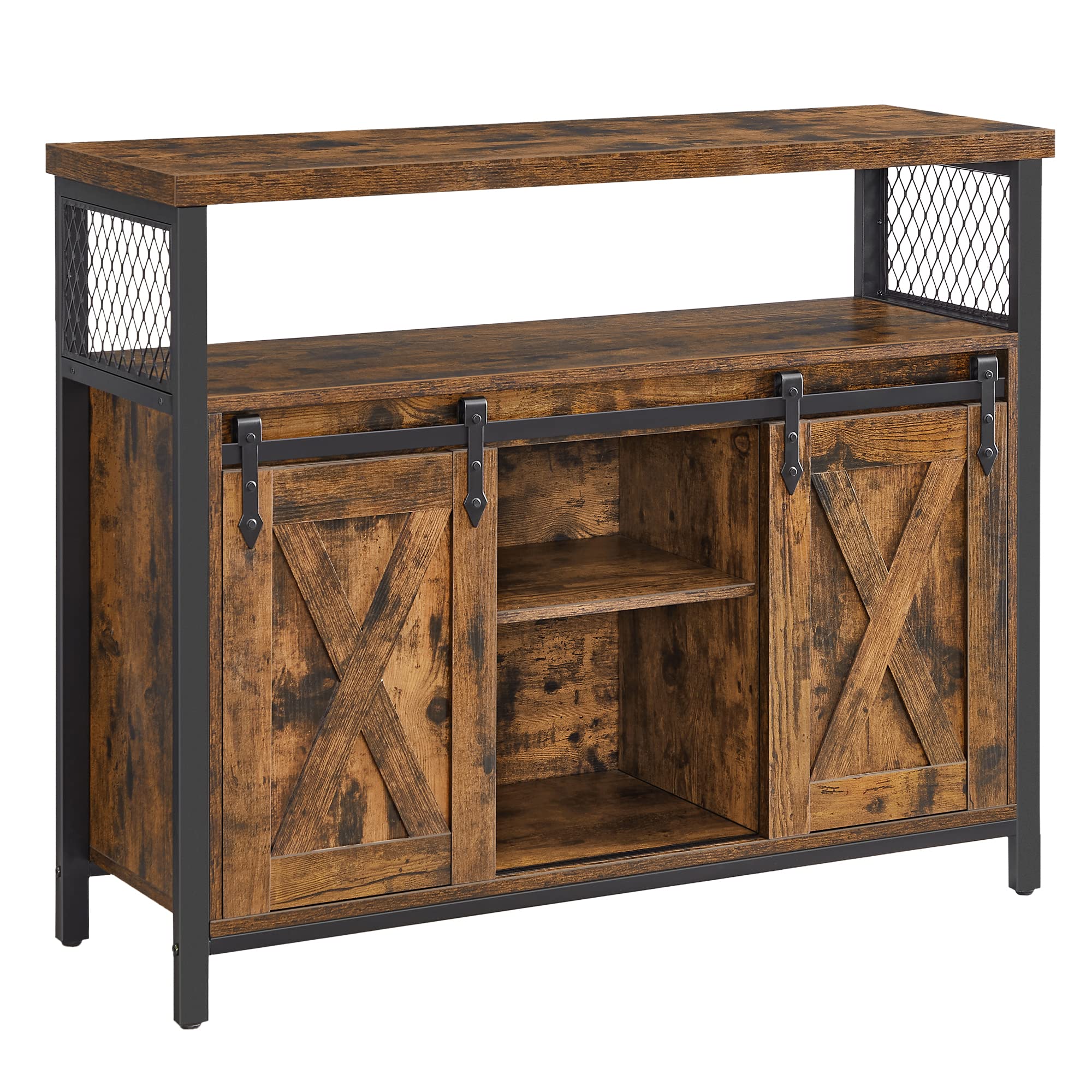 VASAGLE Sideboard, Kitchen Cabinet, Storage Cupboard, with 2 Sliding Barn Doors, 33 x 100 x 80 cm, Adjustable Shelves, f