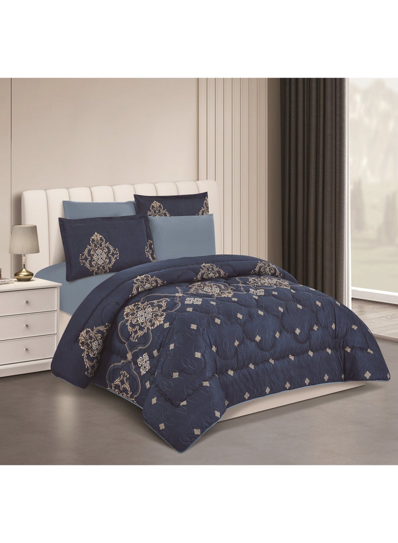Stargold Microfiber Solid 6 Pieces Comforter Set Fitted Sheet, Pillow Sham, Pillow Case Comforter 240X220 CM King Size