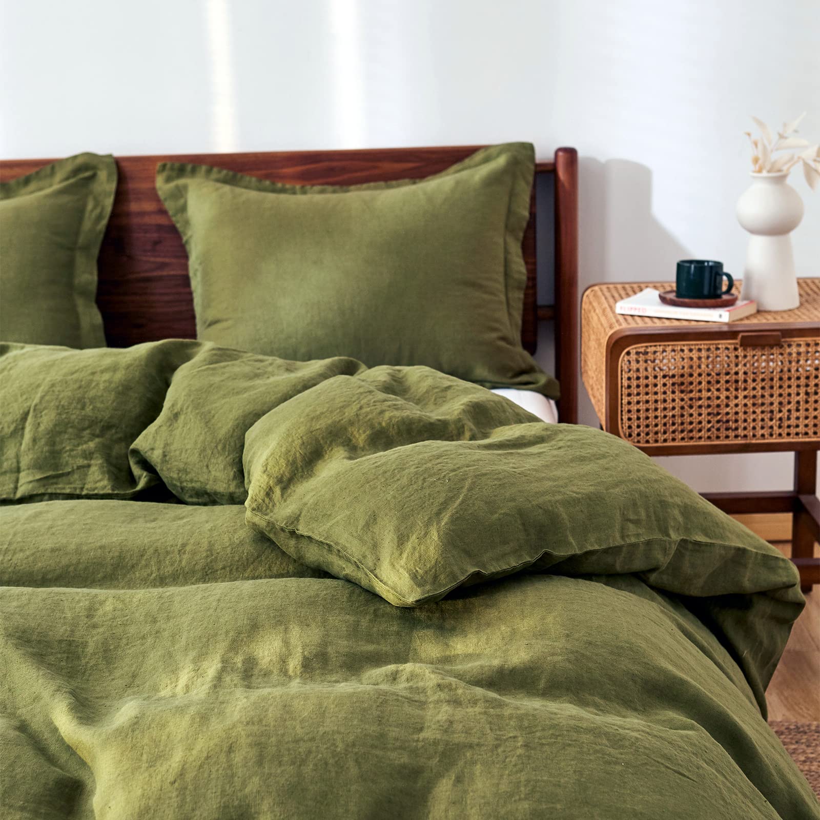 Simple&Opulence 100% Linen Duvet Cover Set 3pcs Basic Style Natural French Washed Flax Solid Color S