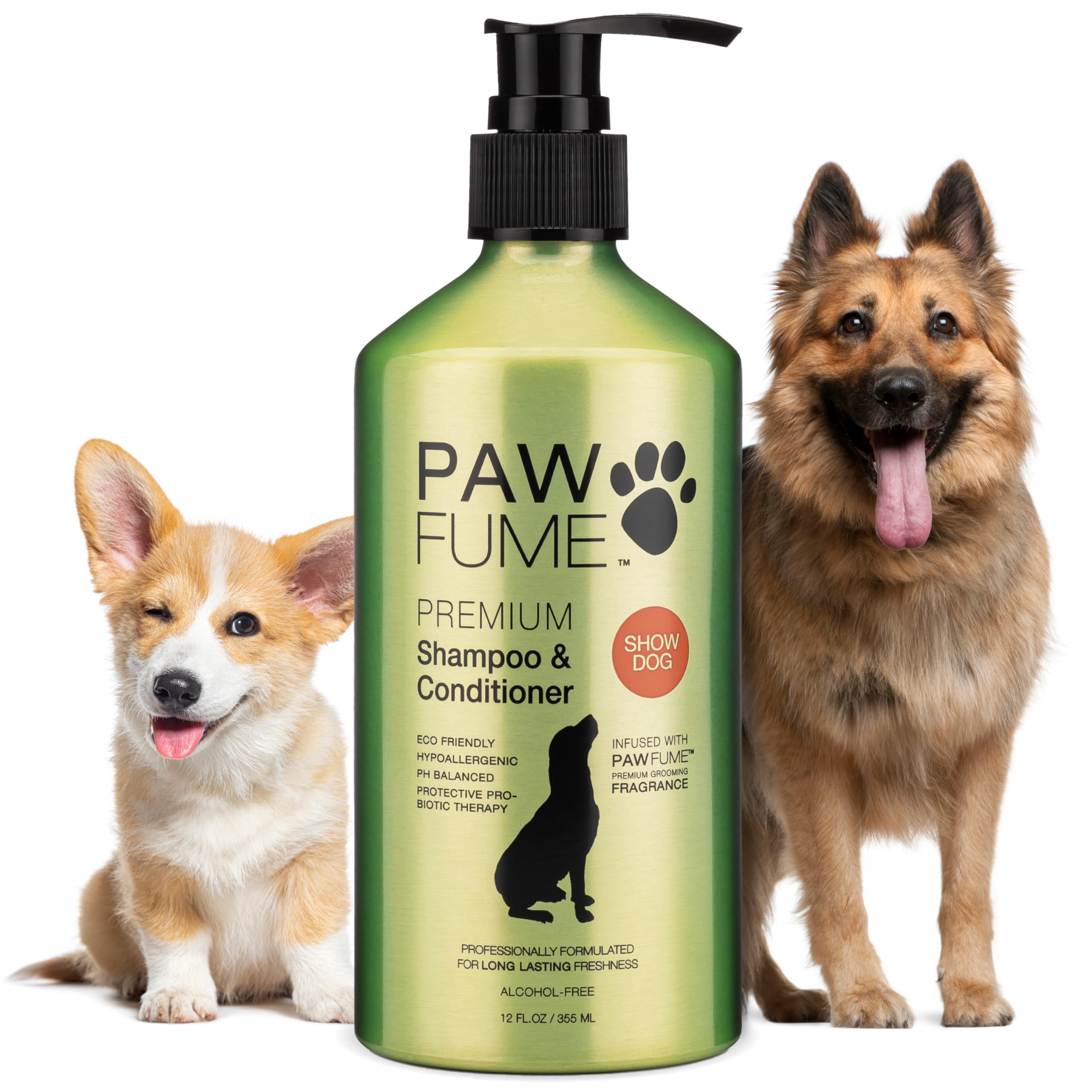 PAWFUME Deshedding Dog Shampoo and Conditioner, Show Dog, 1-Pack – Nourish & Detangle for Silky Soft Coat – Probiotic, D
