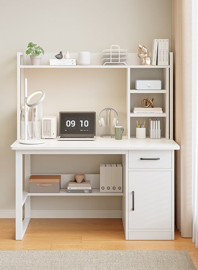 JCB CHIC Study Desk with Stand Writing Desk，Multifunction Solid Wood Desk with Integrated Bookshelf,