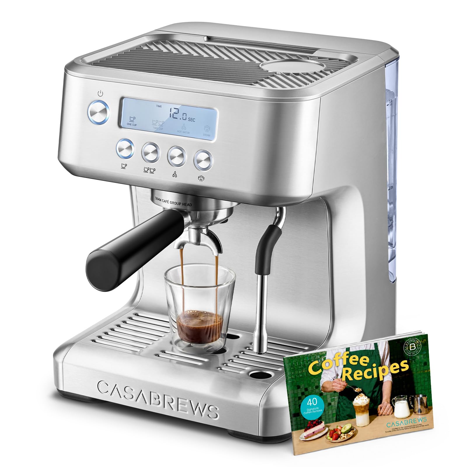 CASABREWS Ultra Espresso Machine with LCD Display, 20 Bar Espresso Maker with Powerful Milk Frother, Customizable Brewin