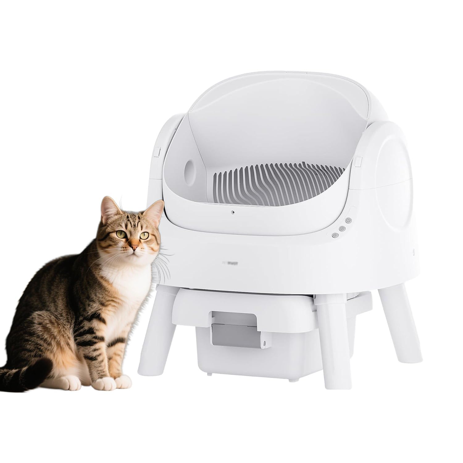 Petpivot Self-Cleaning Cat Litter Box, Open-Top Litter Tray with Safety Sensor, Large Space, Quiet Operation, Modern and