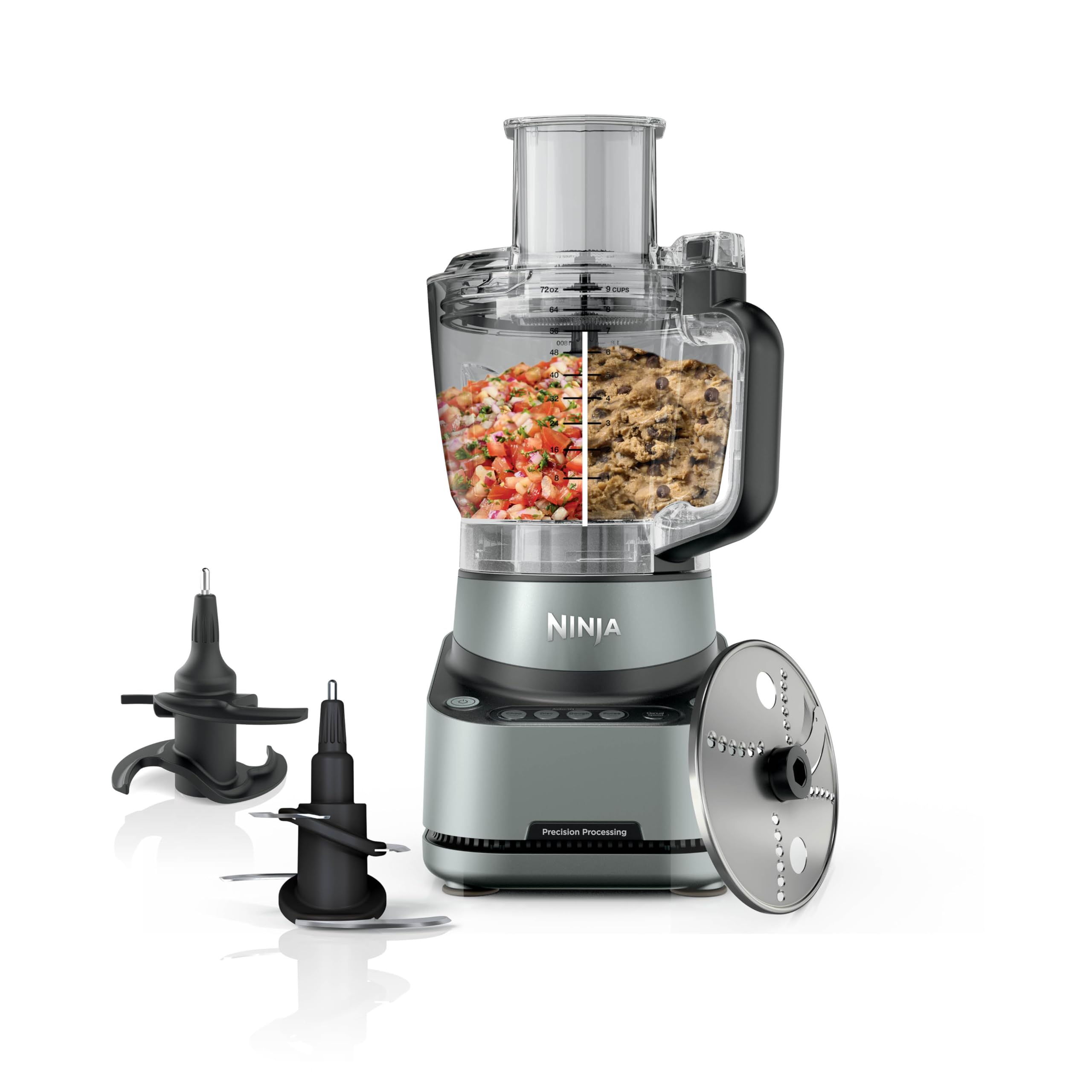 Ninja PrecisionPro 2.1L Food Processor, 4 Auto Presets and Manual Settings, Make Pizza and Bread Dough, Slice Vegetables
