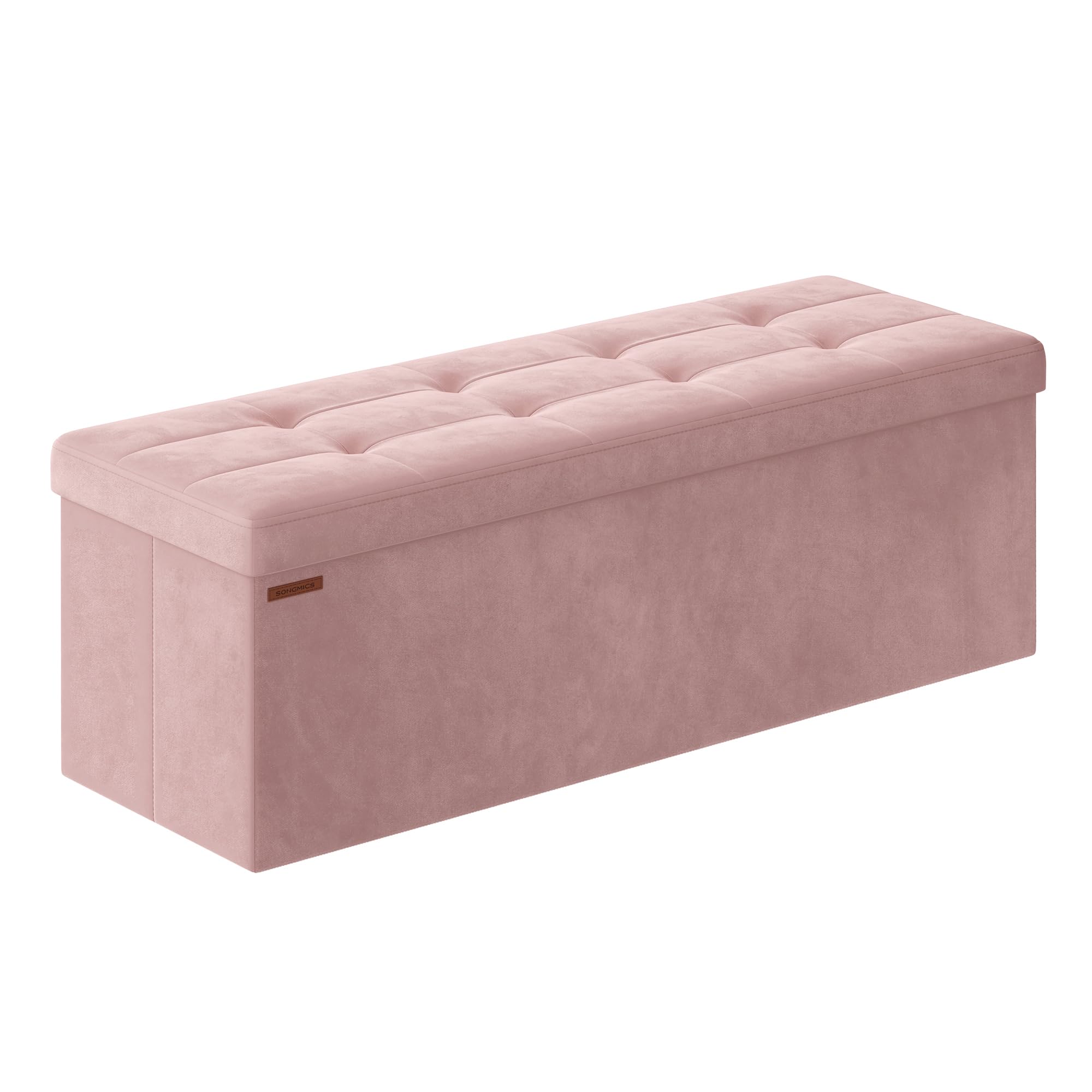 SONGMICS Mazie Collection - Storage Ottoman Bench, Foldable Foot Rest, 15 x 43 x 15 Inches, End of Bed Bench, Storage Ch