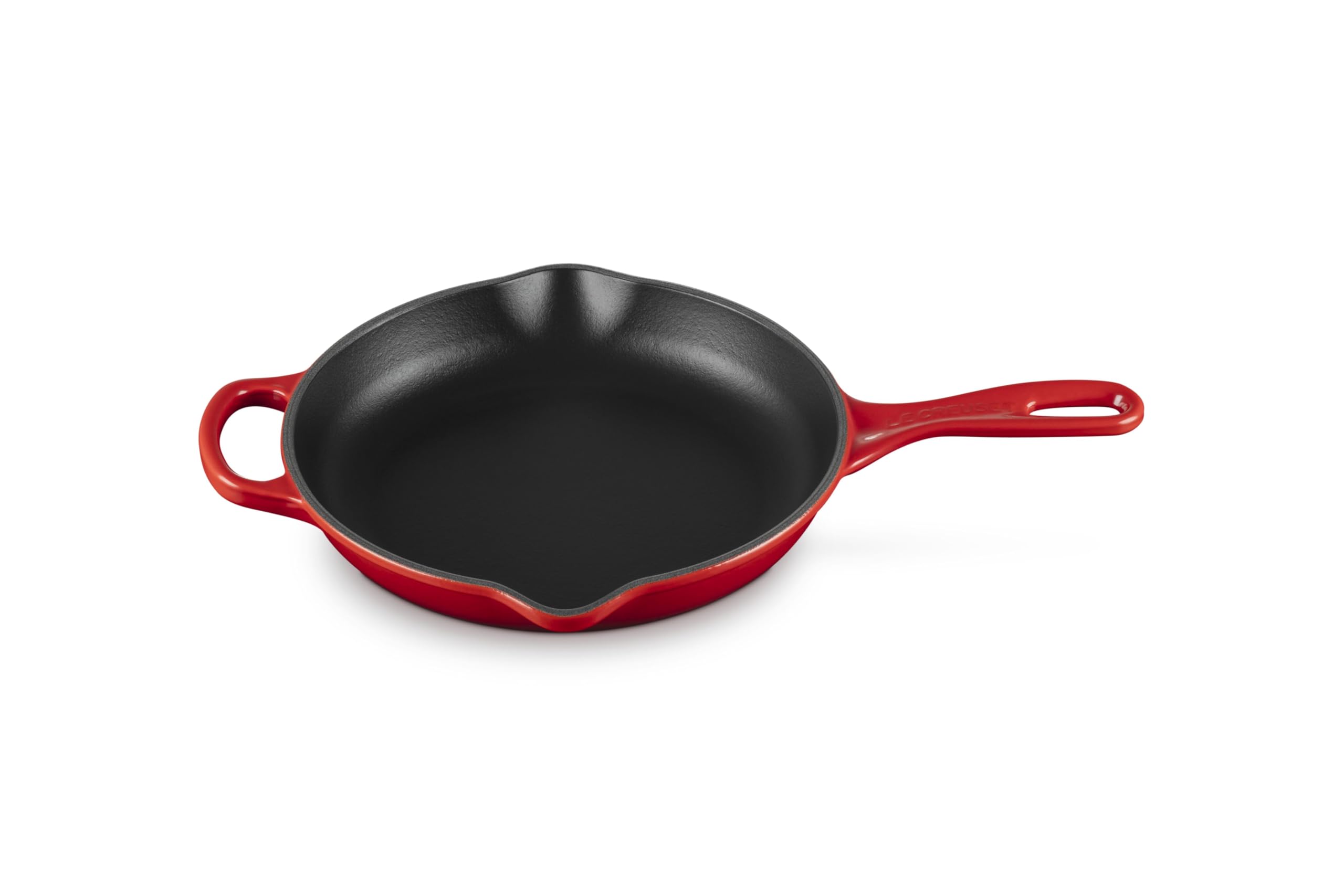 LE CREUSET Signature Enamelled Cast Iron Skillet Frying Pan with Helper Handle and Two Pouring Lips, 23 cm, Cerise, 2018