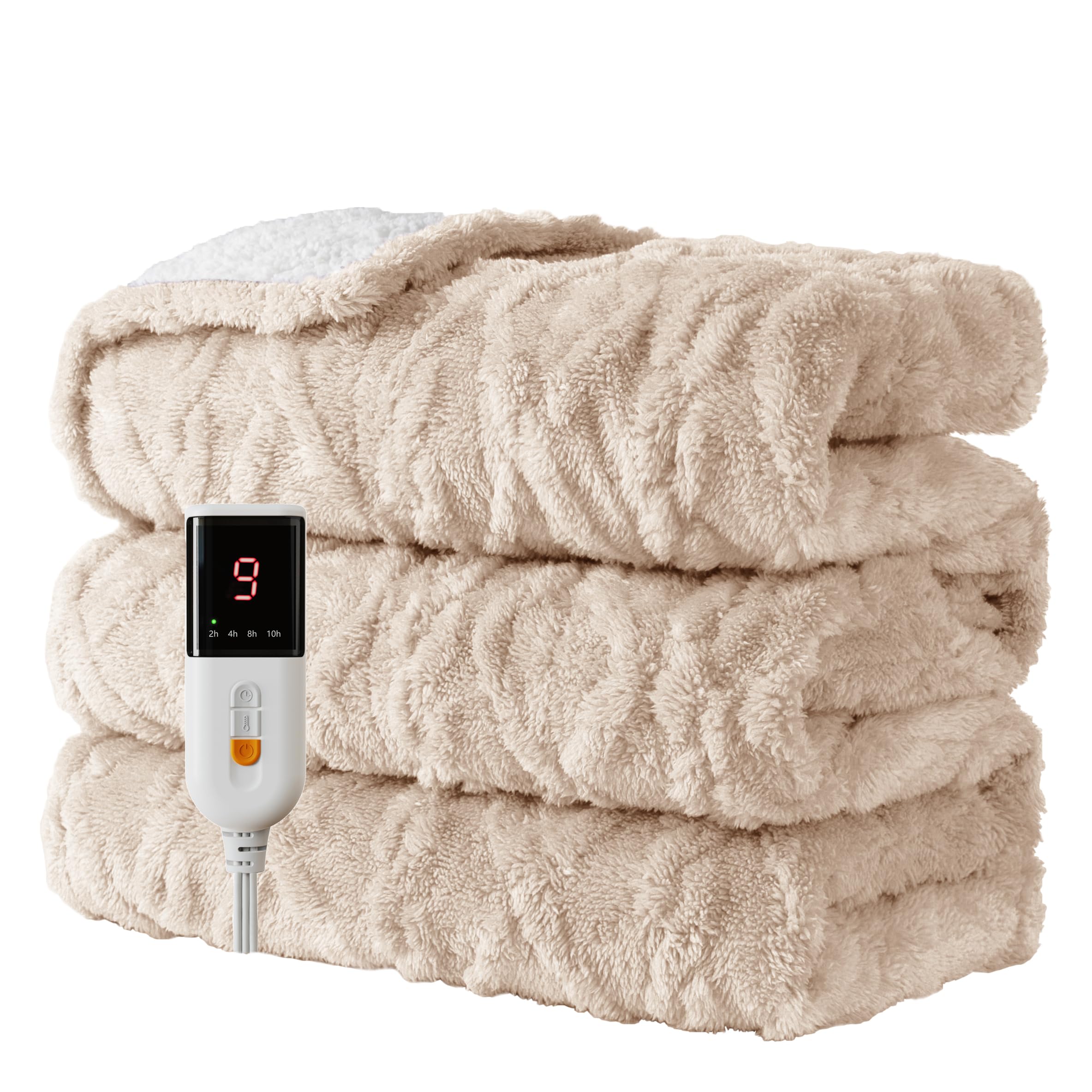 Heated Blanket-Electric Blanket 130x160cm Soft Heated Throw Blanket with 9 Heating Levels & 10 Hours