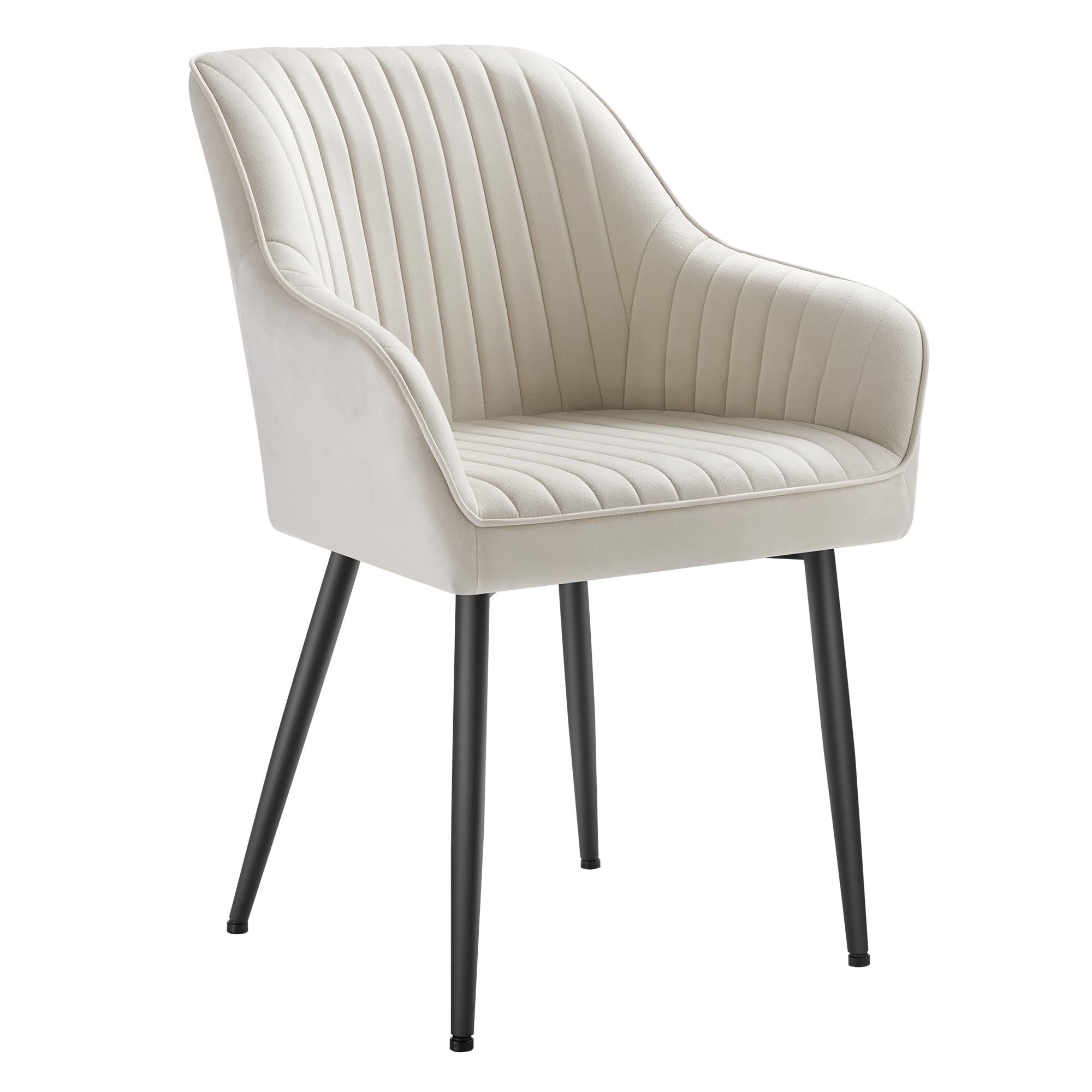 SONGMICS Dining Chair, Kitchen Chair, Velvet Armchair, Upholstered with Armrests, Max. Load 120 kg, Metal Legs, for Dini
