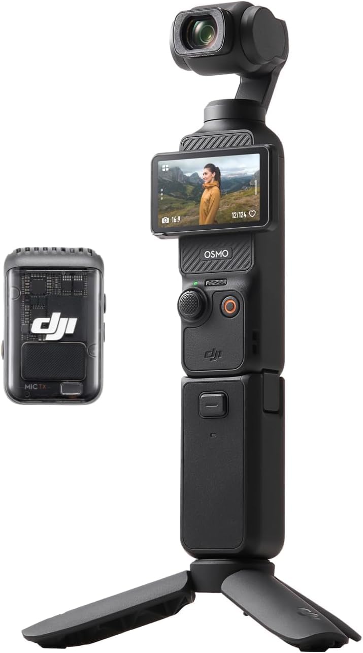 DJI Osmo Pocket 3 Creator Combo, 1'' CMOS, 4K Resolution/120fps Vlog Camera, 3-Axis Stabilization, Face/Object Tracking,