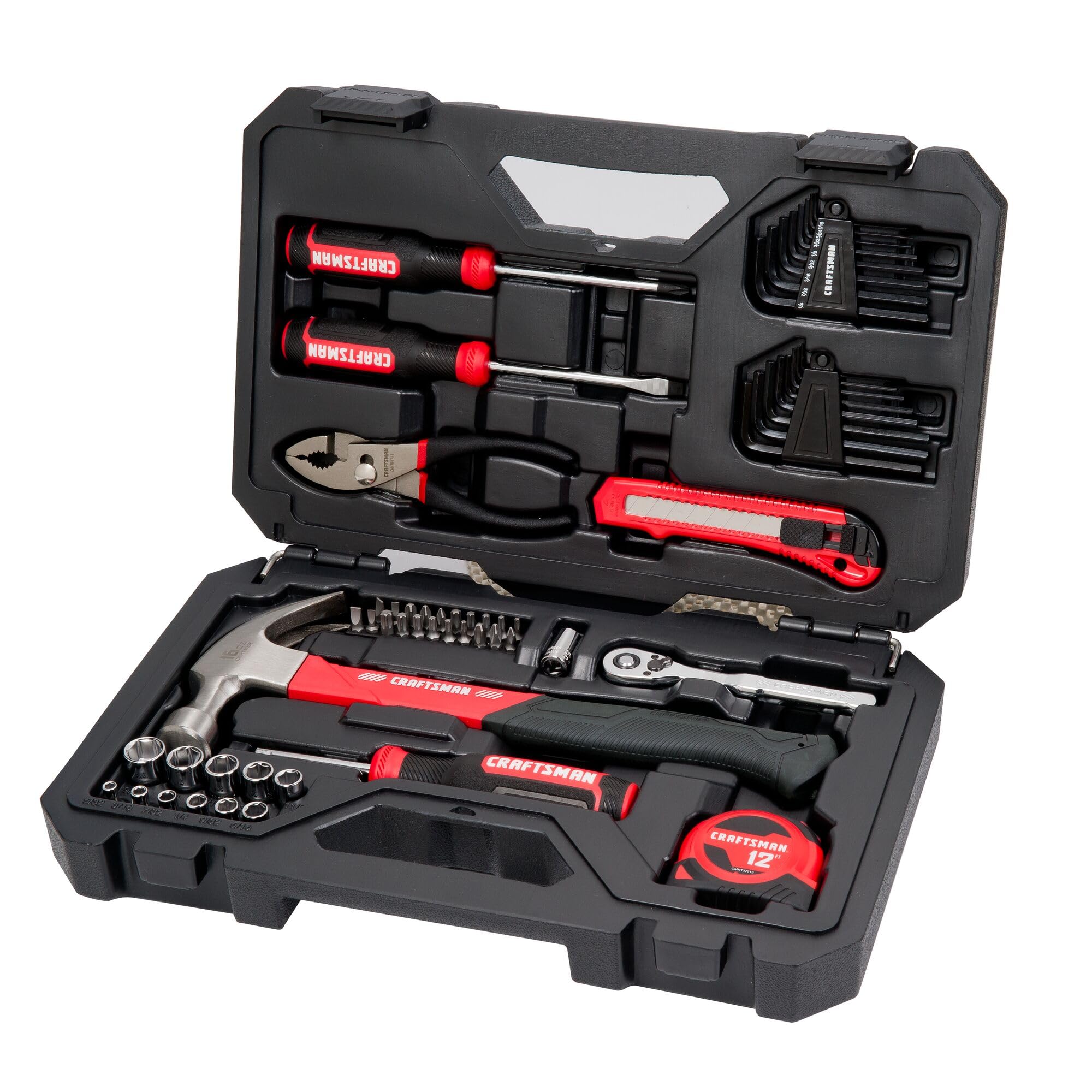 CRAFTSMAN 57 Piece Mechanics Tool Set Home Tool Set, Sockets, Ratchet, Screwdrivers, Hammer, Pliers,