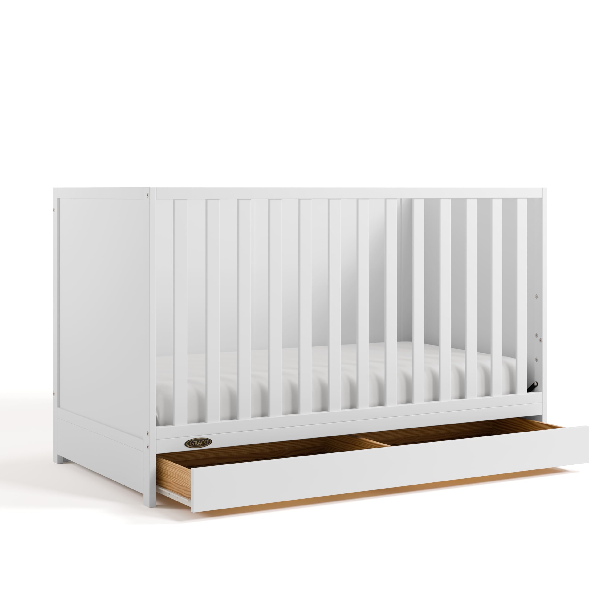 Graco Theo 3-in-1 Convertible Crib with Storage Drawer – GREENGUARD Gold Certified Baby Crib Crafted from Wood, Converts