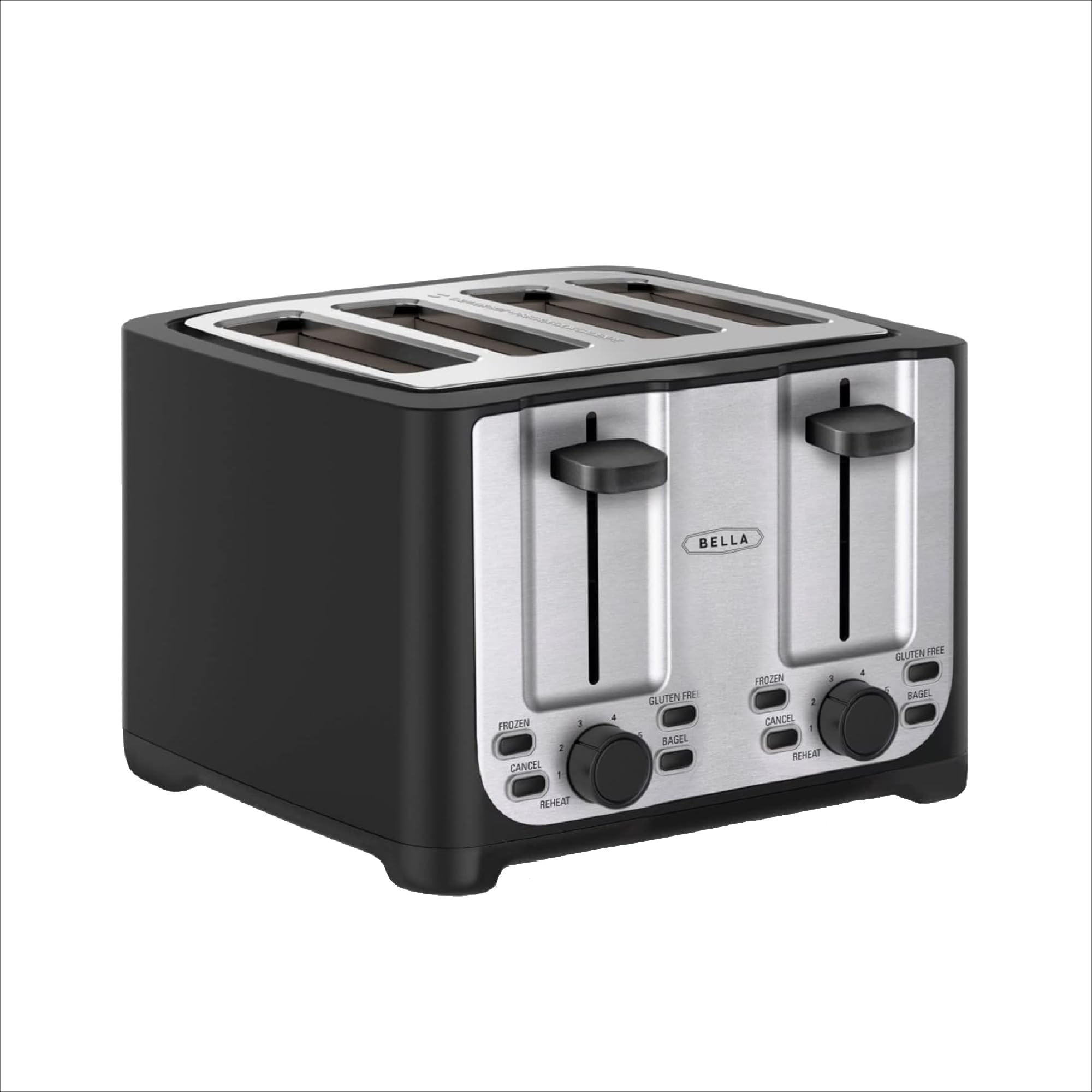 bella 2 Slice toaster, Black with Stainless Steel