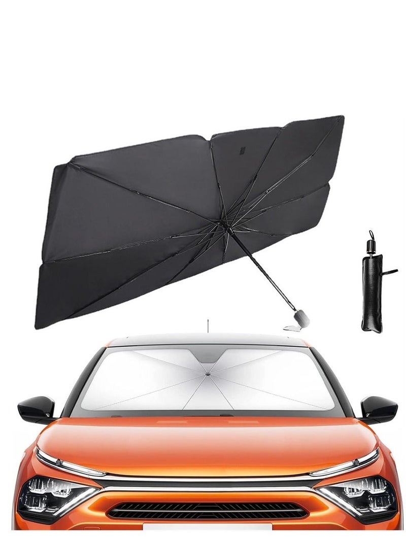 Car Umbrella 140x80CM Sun Shade Cover, Foldable Sun Shades Car Block Heat UV Rays Sun Visor Protector Fit for Most SUV C
