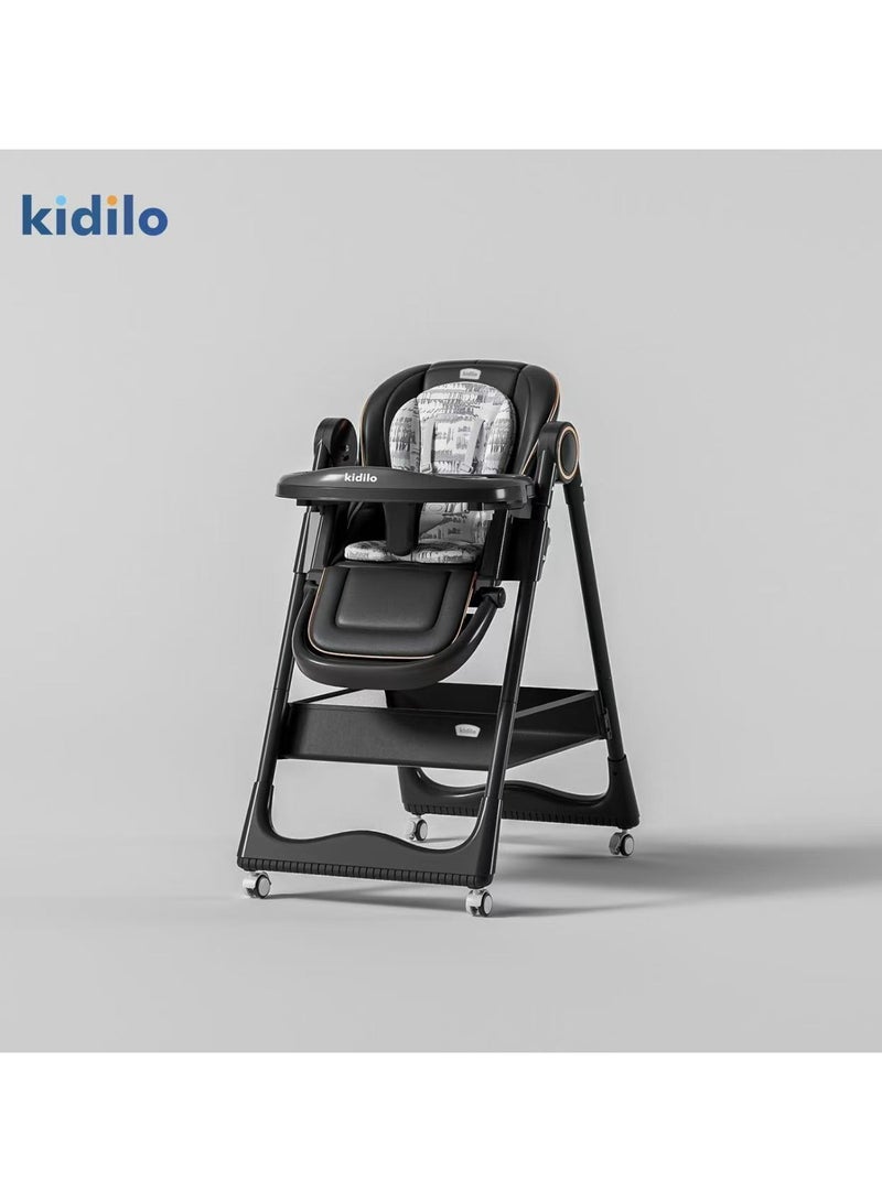 Kidilo High Chair for Baby | Adjustable Height Feeding Chair | Easy to Clean with Removable Tray | Comfortable Cushioned