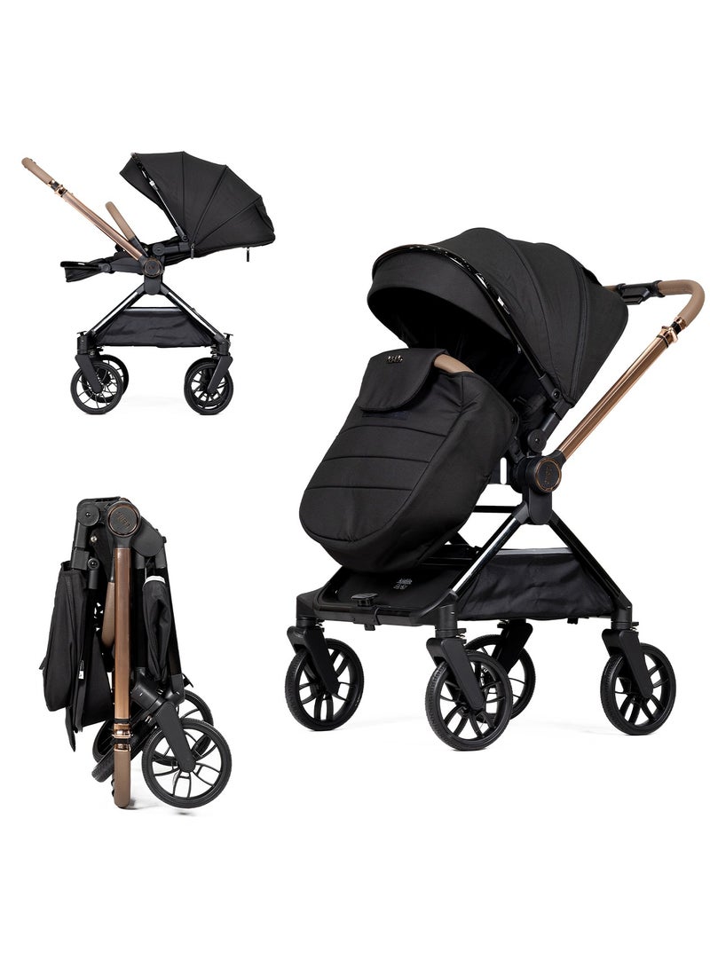 Kidilo Luxury Baby Stroller Foldable, Lightweight & Travel-Friendly Stroller with Golden Frame for Stylish Moms | Easy t