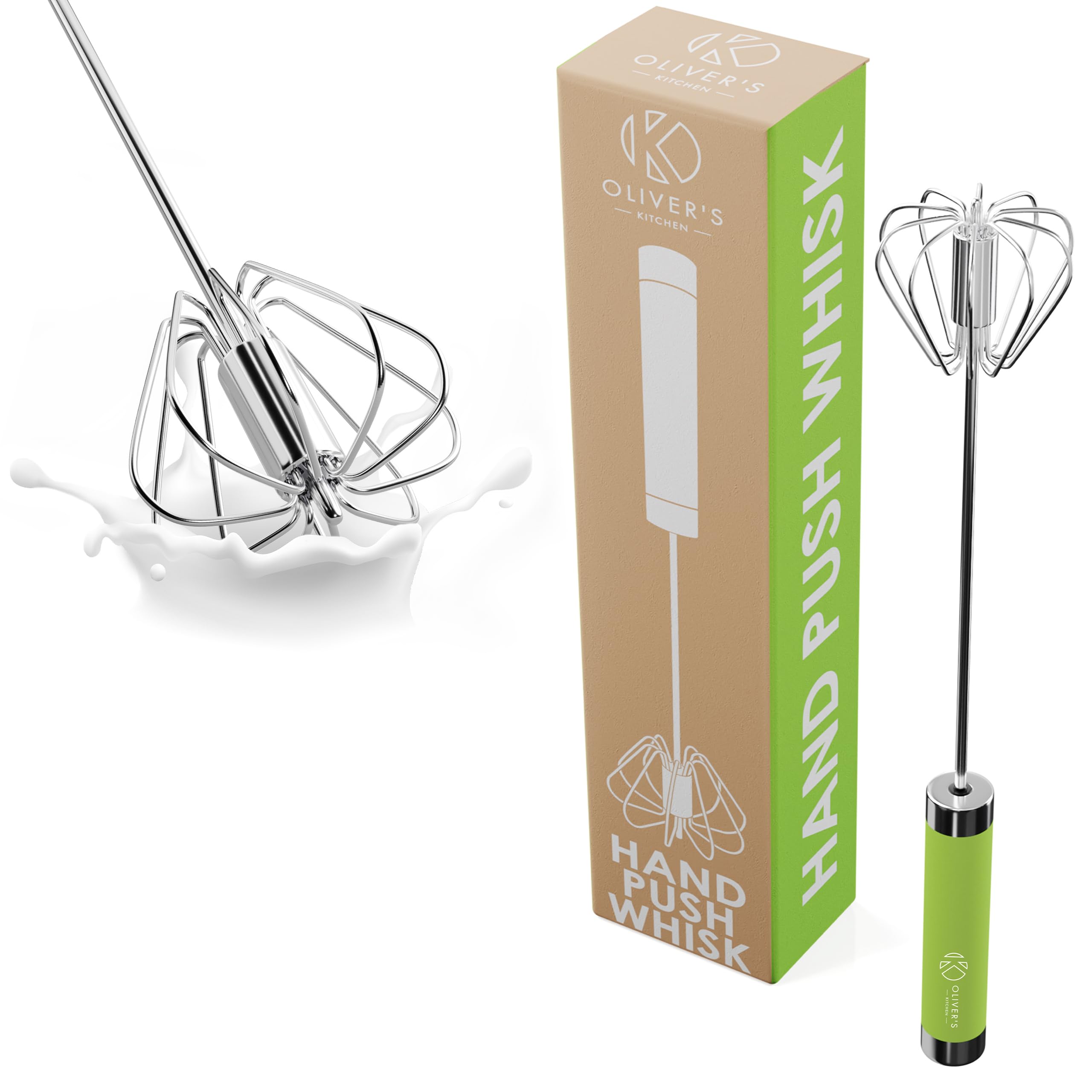 Oliver's Kitchen ® Hand Whisk - for Effortless Blending, Whisking, Whipping, Frothing, Beating, Stirring of Eggs, Butter