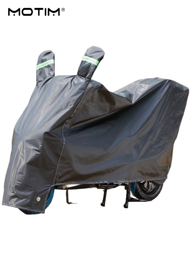 Motim 210D Motorcycle Cover with Ear Protection, Waterproof Sun Outdoor UV Protection with Reflective Strips, Motorbike