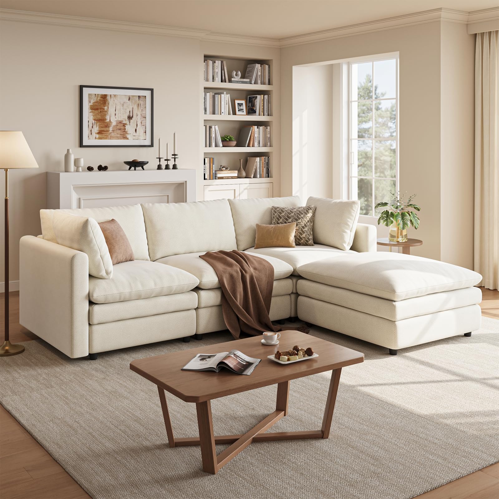 97" Cloud Couches for Living Room, 29.1" Deep Seat Modular Sectional Sofa, L Shaped Cloud Sofa with 