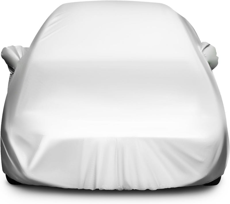Car Cover XL Full Vehicle Cover for Sedan 170t Silver Coated Fabric Weatherproof Snow Wind UV Protec