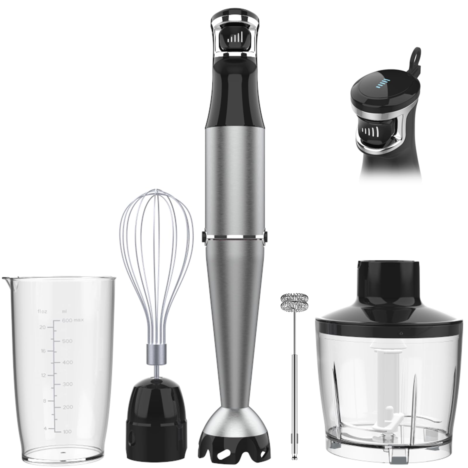 Turelar Immersion Blender Handheld Corded Hand Blenders Set 1100W, Trigger Variable Speed 5 in 1 Stick Emulsifier with C