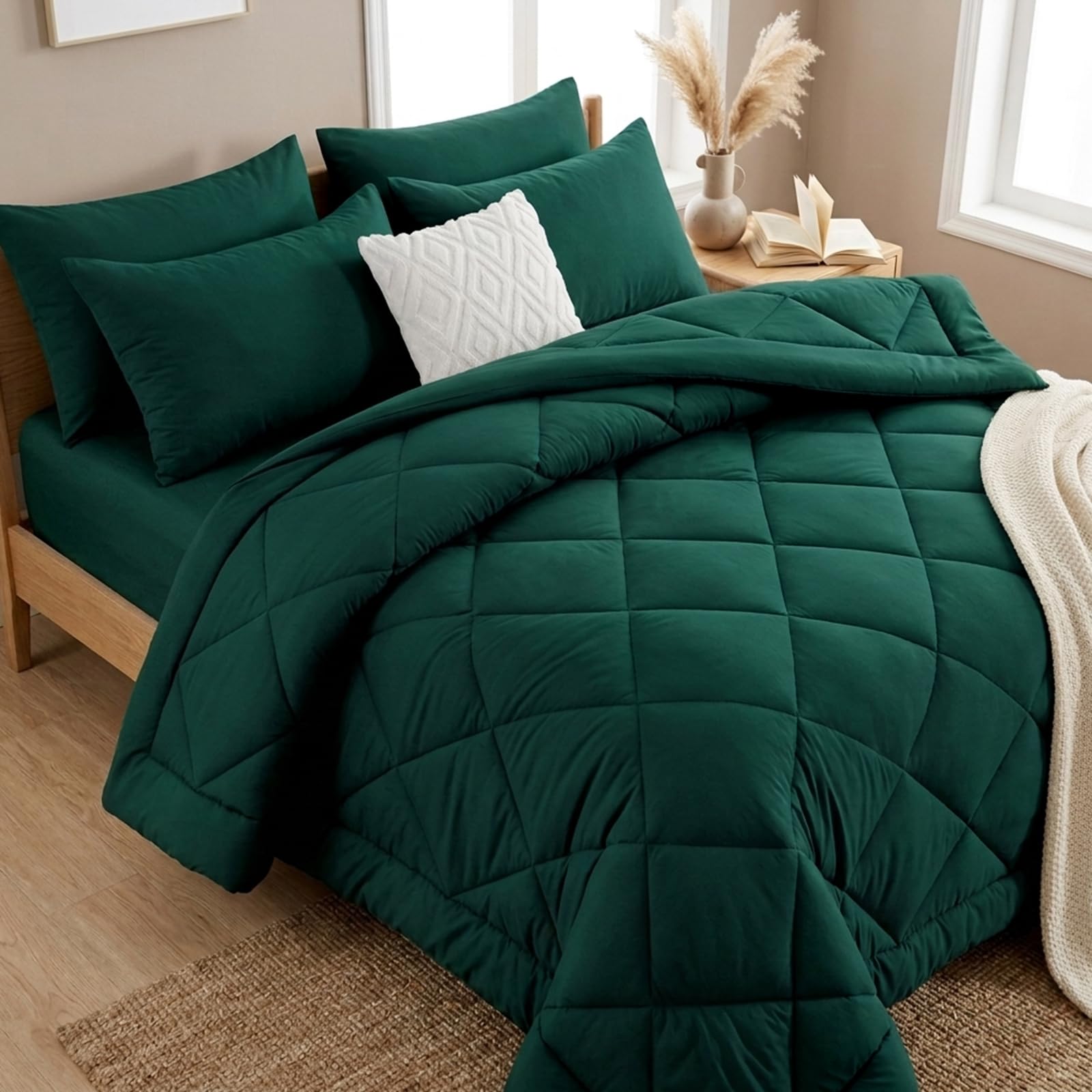 Coverless Duvet Double 10.5 Tog - Bed Duvet for All Seasons, Luxury Lightweight Quilt Washable Comforter with 2 Pillowca