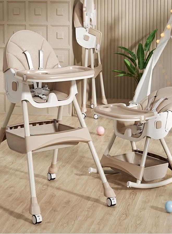 ORiTi Baby High Chair 6 in 1 Baby Dining Chair Folding Recline Feeding Booster Seat Foldable Safe To