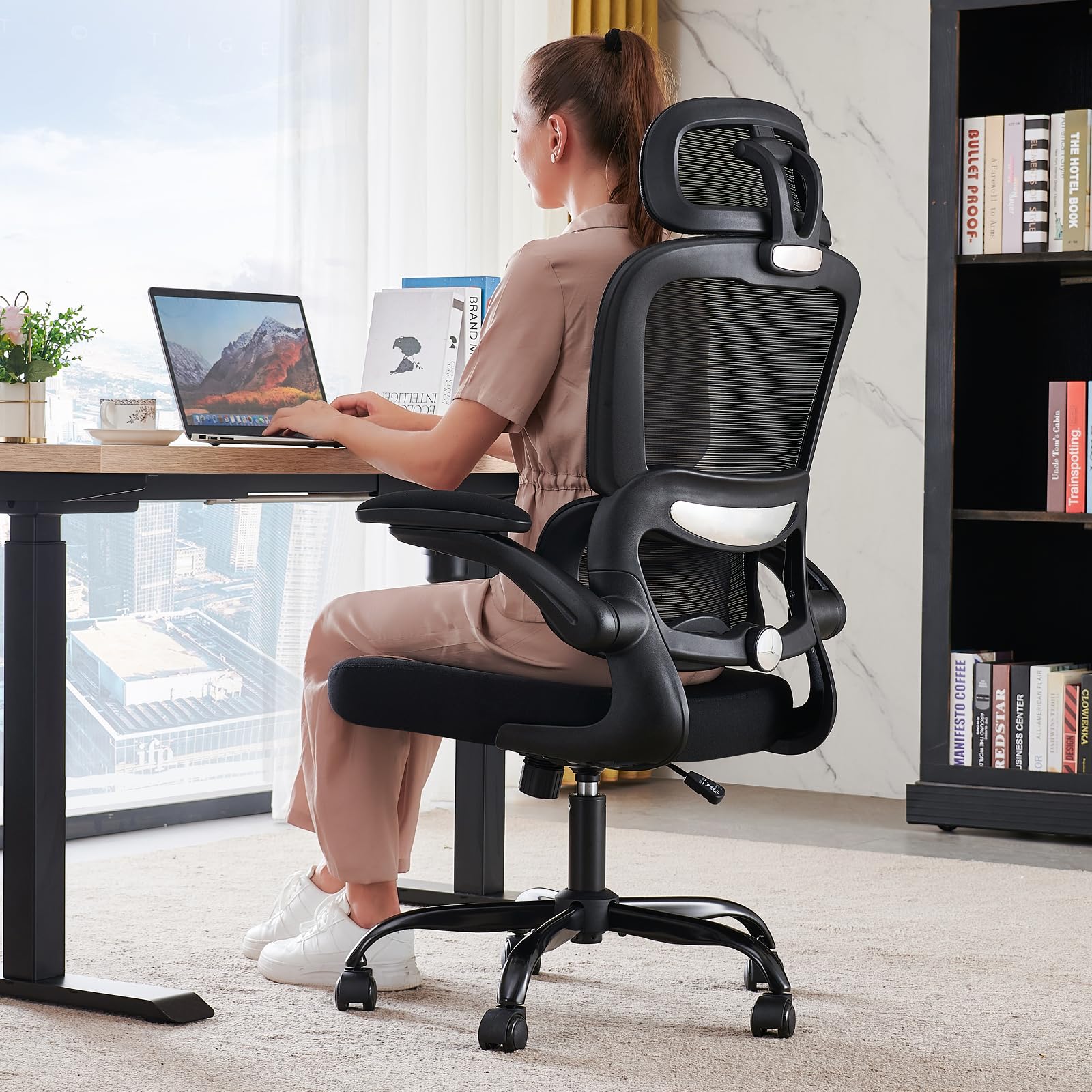 TRALT Office Chair Ergonomic Desk Chair, 330 LBS Home Mesh Office Desk Chairs with Wheels, Comfortable Gaming Chairs (Bl