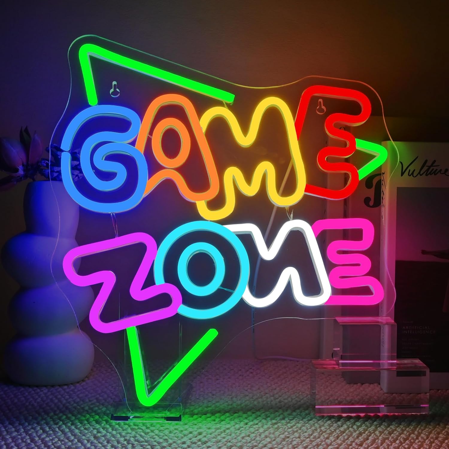 Игровая неоновая вывеска с LED, питание от USB, подходит для декора стен игровой комнаты или бара32x32cm