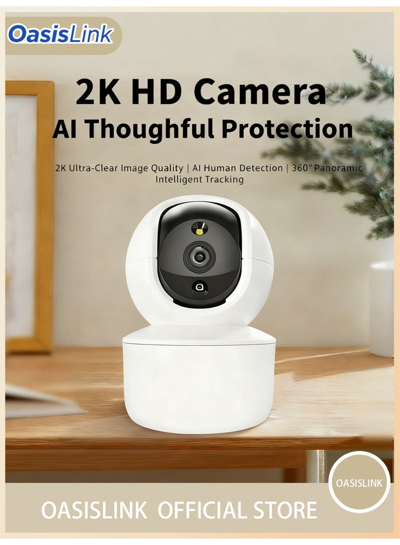 OasisLink Home Remote Camera, Wi-Fi, 2MP, Dual Light Night Vision, 3.6x Focal Length, Wireless Indoor Monitor, 360 Degre