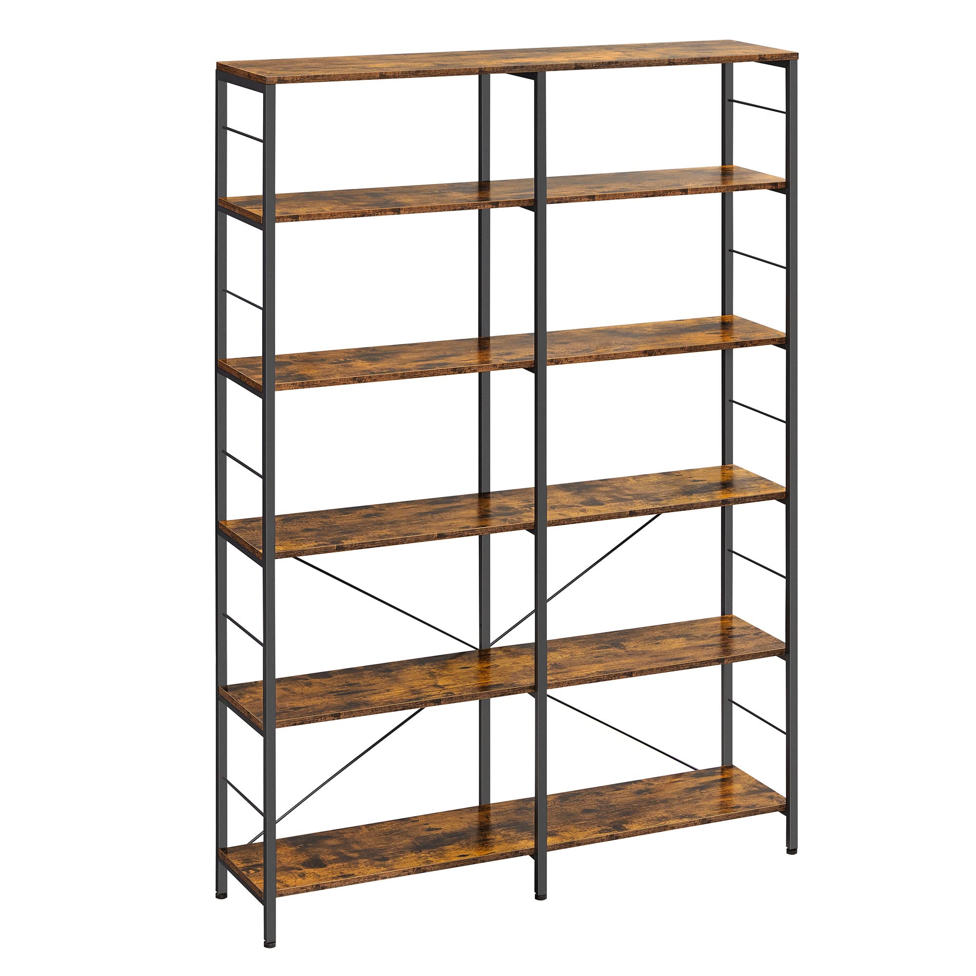 VASAGLE 6-Tier Bookshelf, Shelving Unit, Tall Storage Shelf, 30 x 120 x 170 cm, Industrial Style, Ro