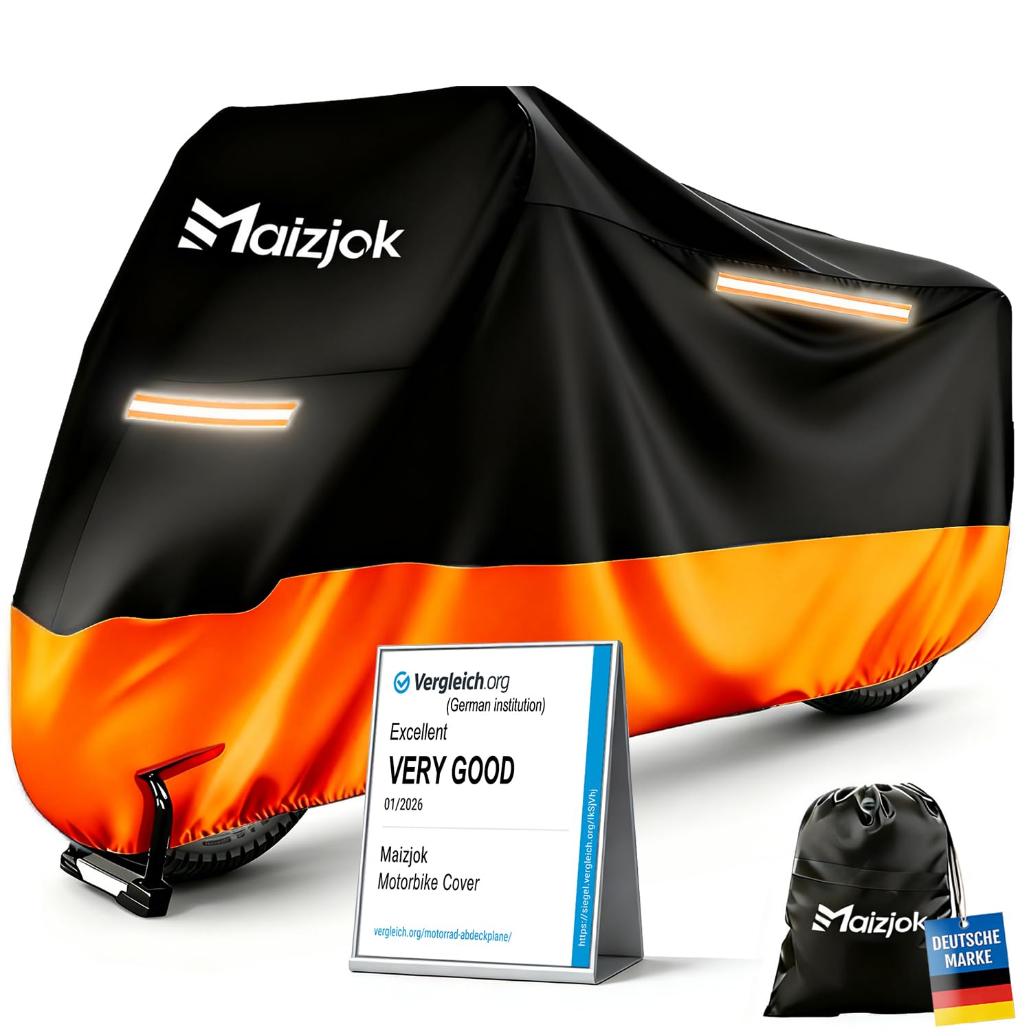 Maizjok® Motorbike Cover Waterproof Outdoor, Motorcycle Cover Heavy Duty 210D Rain UV Dust Indoor, All Weather Covering